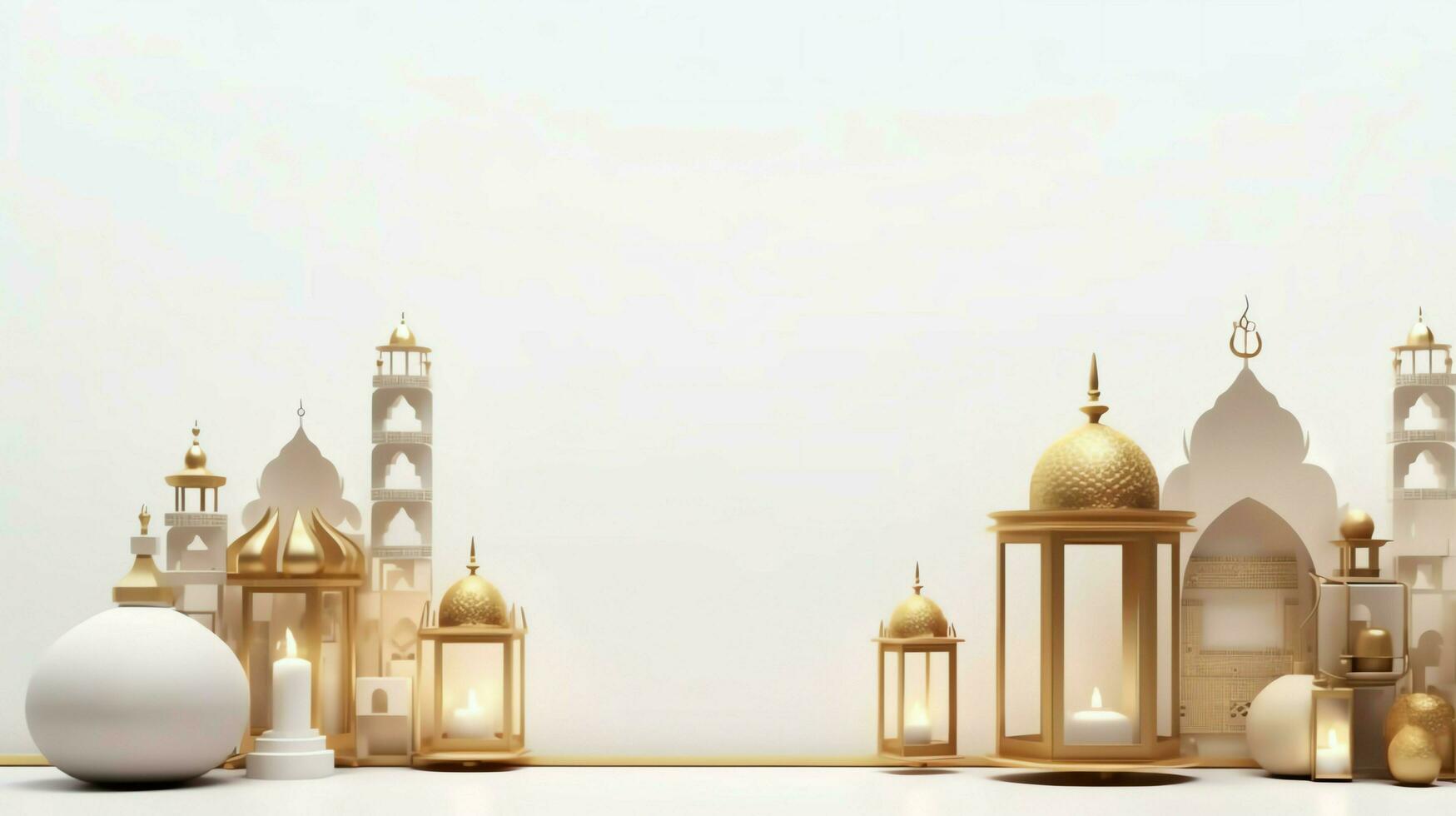Eid mubarak and ramadan kareem greetings with islamic lantern and mosque. Eid al fitr background. Eid al fitr background of window concept by AI Generated photo
