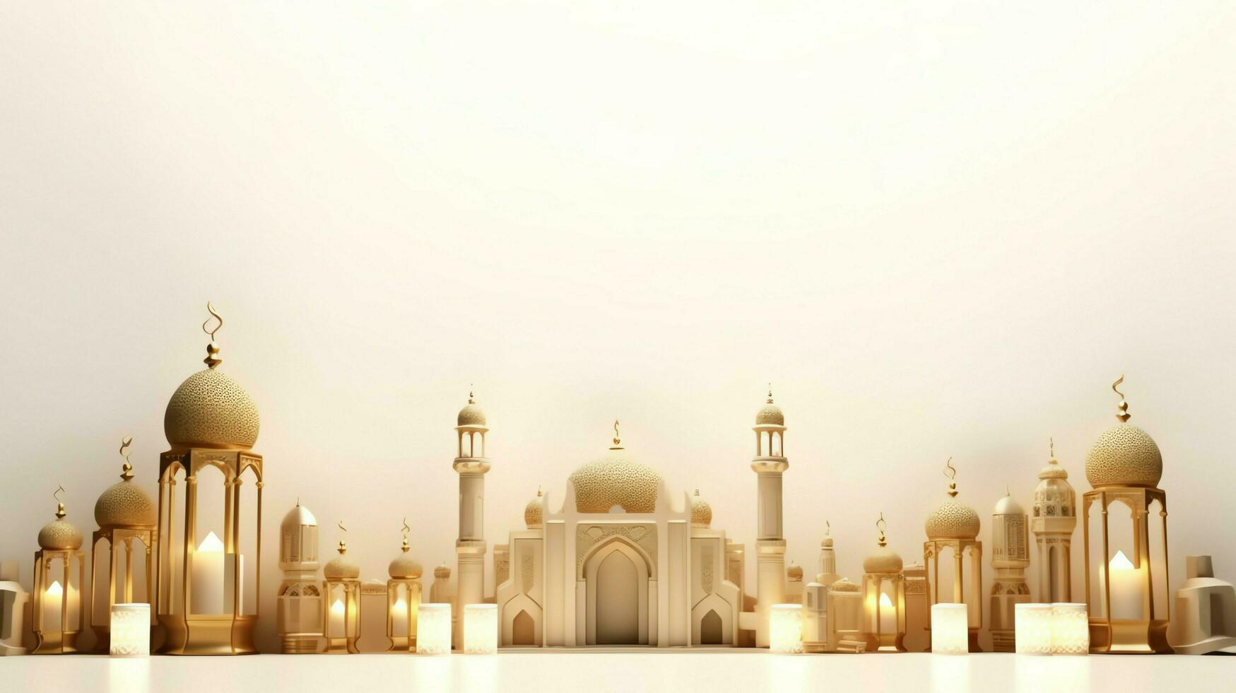 Eid mubarak and ramadan kareem greetings with islamic lantern and mosque. Eid al fitr background. Eid al fitr background of window concept by AI Generated photo