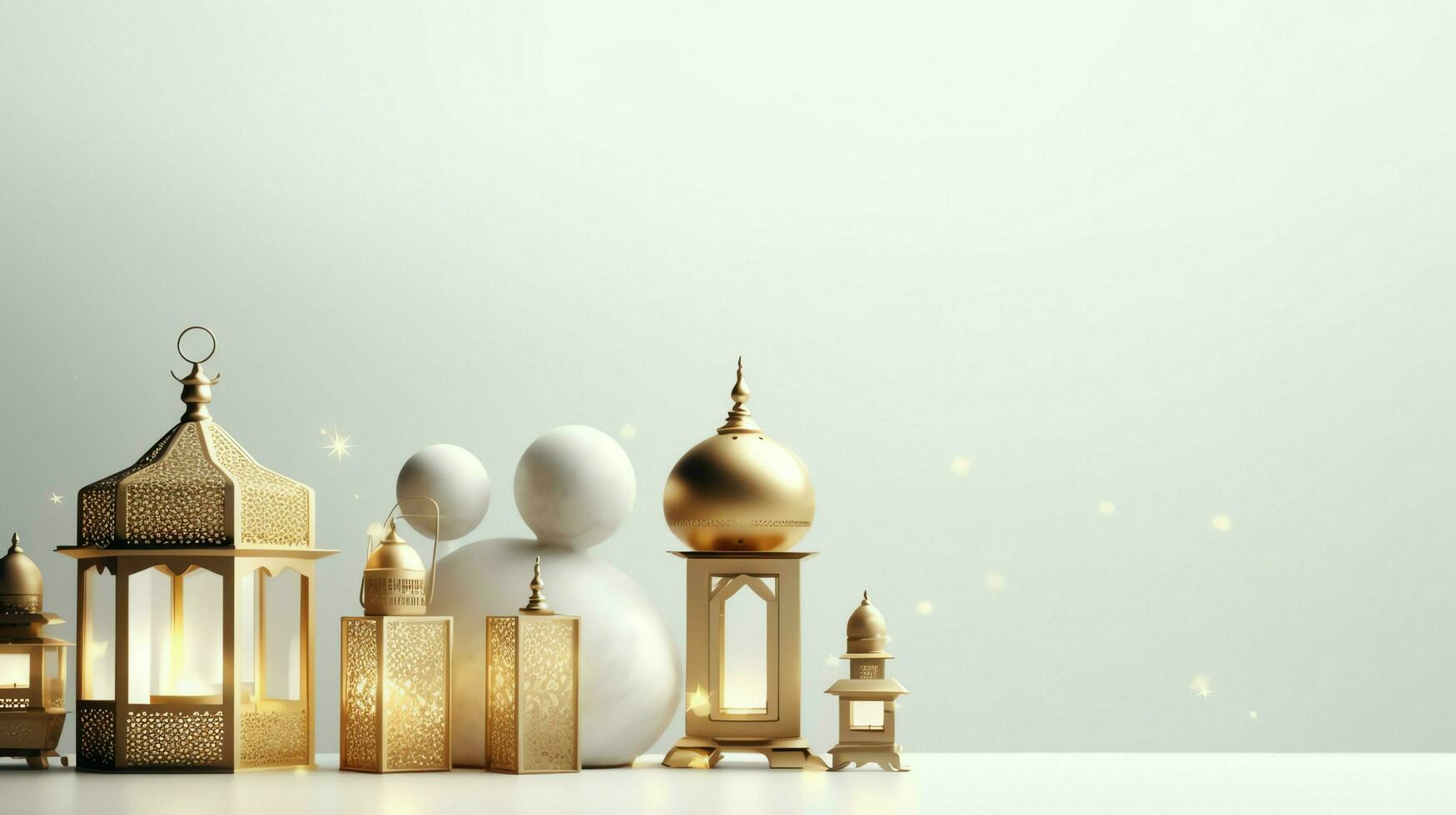 Eid mubarak and ramadan kareem greetings with islamic lantern and mosque. Eid al fitr background. Eid al fitr background of window concept by AI Generated photo