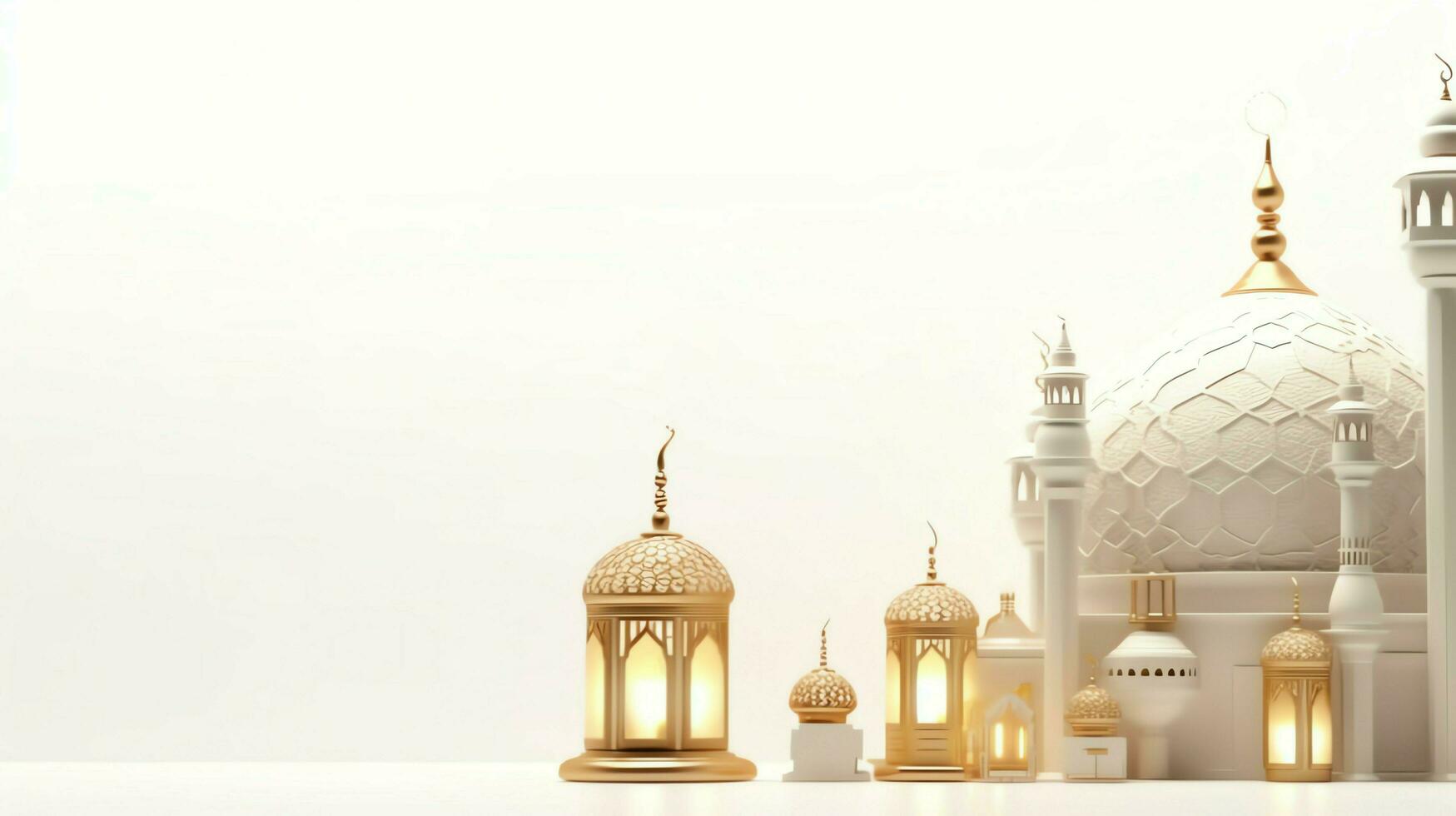 Eid mubarak and ramadan kareem greetings with islamic lantern and mosque. Eid al fitr background. Eid al fitr background of window concept by AI Generated photo