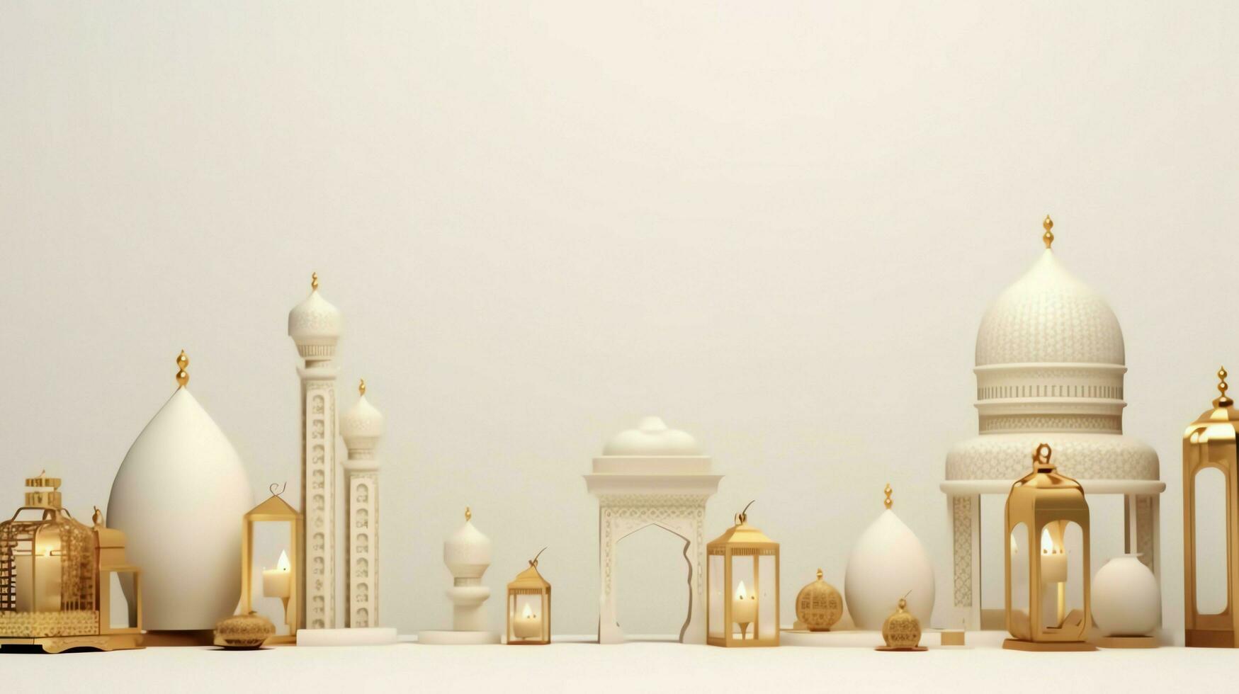 Eid mubarak and ramadan kareem greetings with islamic lantern and mosque. Eid al fitr background. Eid al fitr background of window concept by AI Generated photo