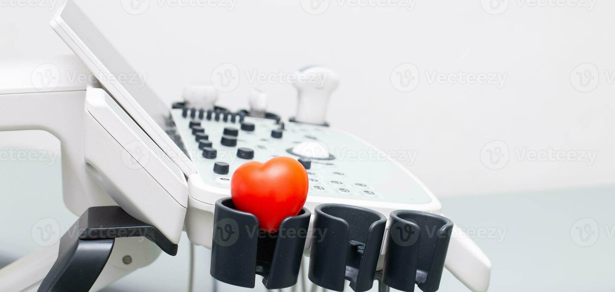 Modern ultrasound machine, scanners and sensors close-up. Medical equipment in the clinic. photo
