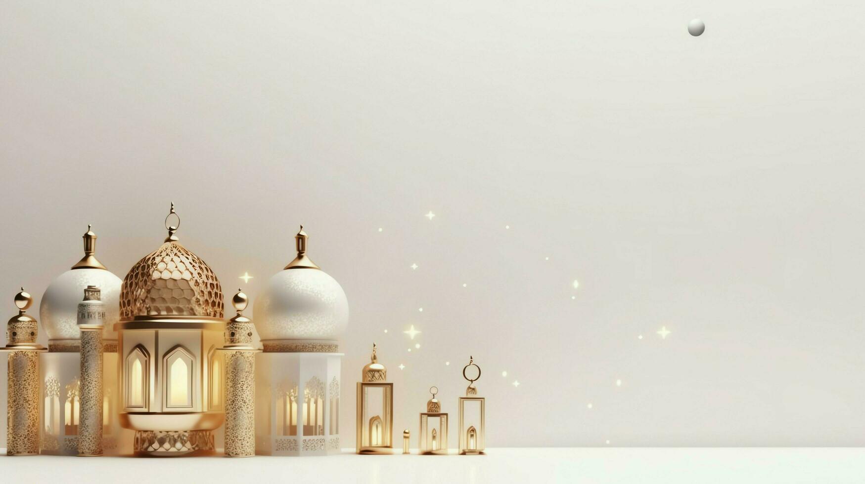 Eid mubarak and ramadan kareem greetings with islamic lantern and mosque. Eid al fitr background. Eid al fitr background of window concept by AI Generated photo