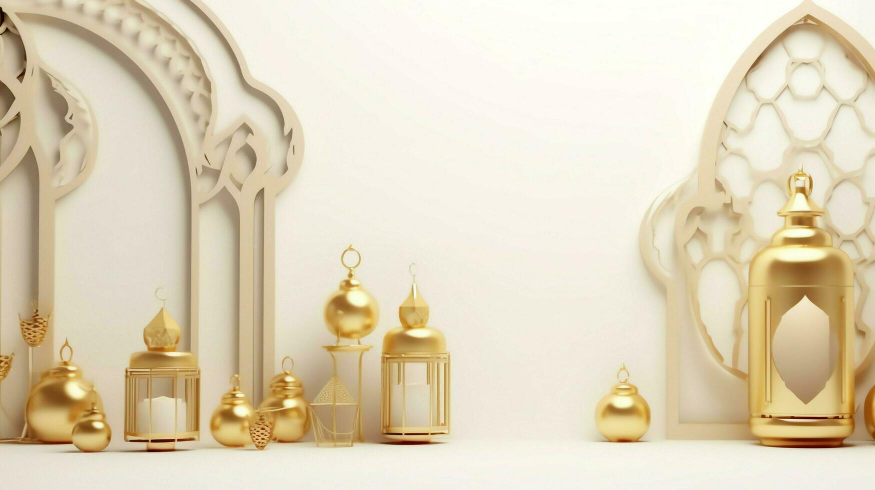 Eid mubarak and ramadan kareem greetings with islamic lantern and mosque. Eid al fitr background. Eid al fitr background of window concept by AI Generated photo