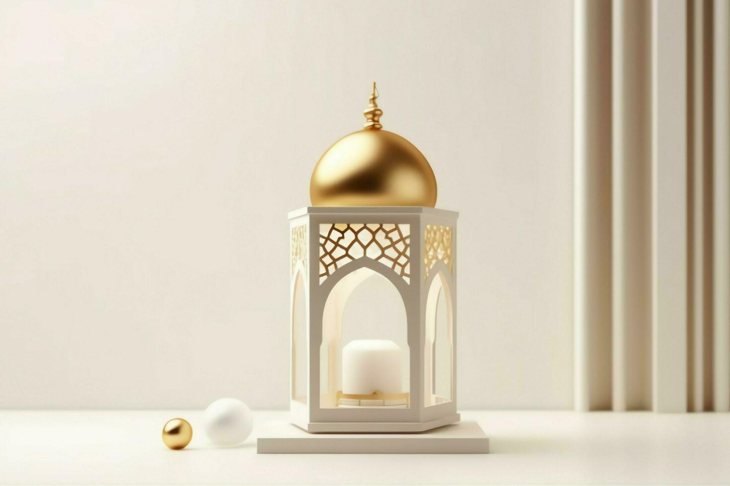 Eid mubarak and ramadan kareem greetings with islamic lantern and mosque. Eid al fitr background. Eid al fitr background of window concept by AI Generated photo