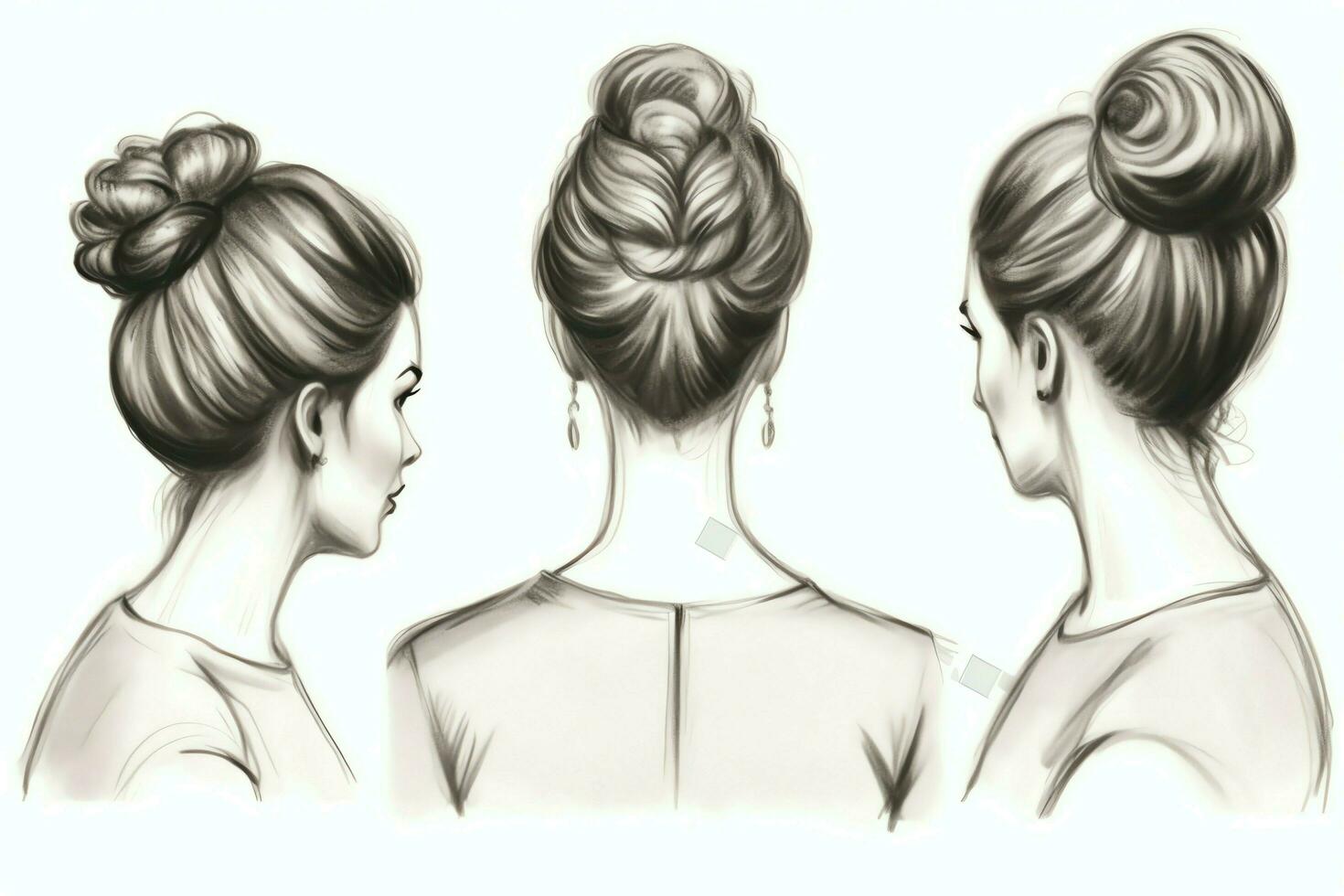 A beautiful bride with a bun hairstyles for long hair look from back. A female hairstyle rear view concept by AI Generated photo