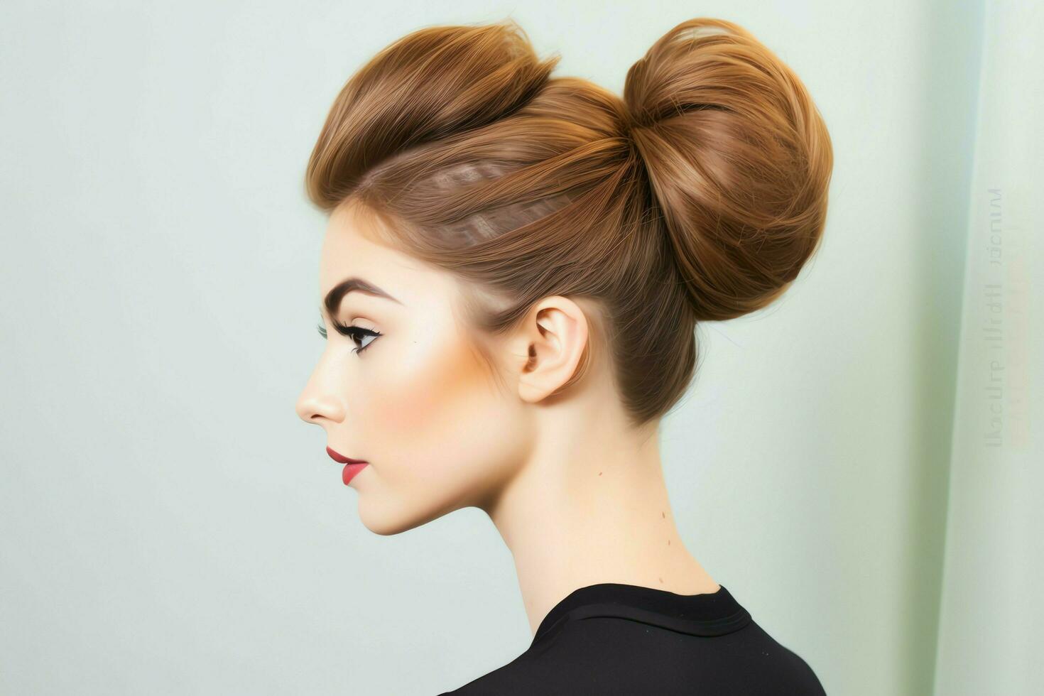 A beautiful bride with a bun hairstyles for long hair look from back. A female hairstyle rear view concept by AI Generated photo