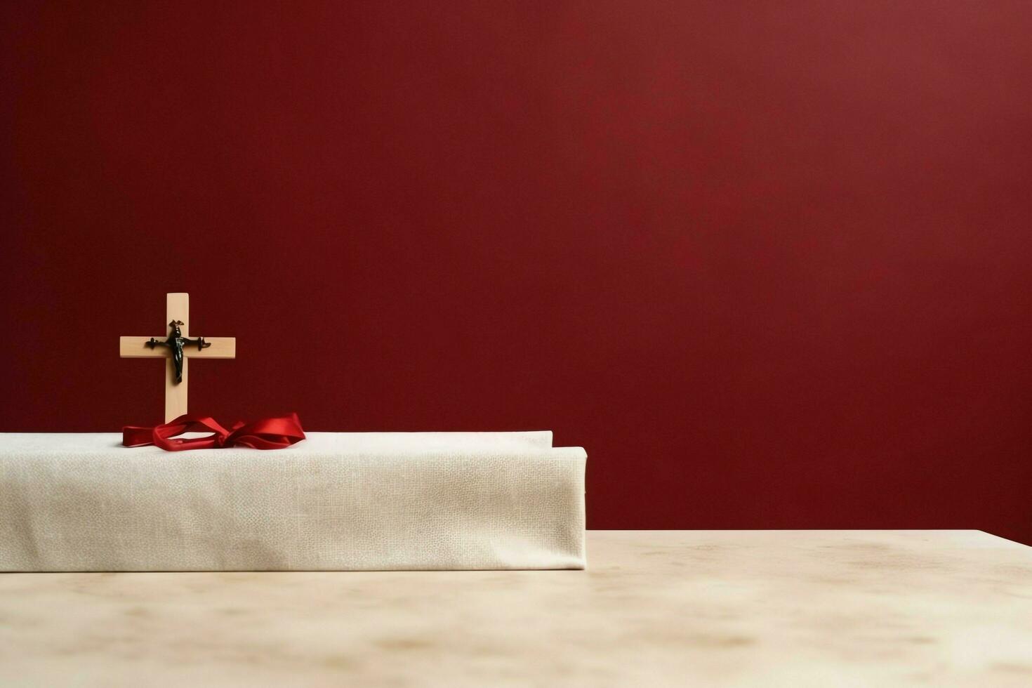 Happy good friday celebration concept with crown of thorns, bible, christian cross and copy space concept by AI Generated photo