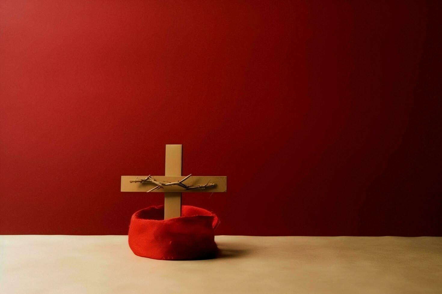 Happy good friday celebration concept with crown of thorns, bible, christian cross and copy space concept by AI Generated photo