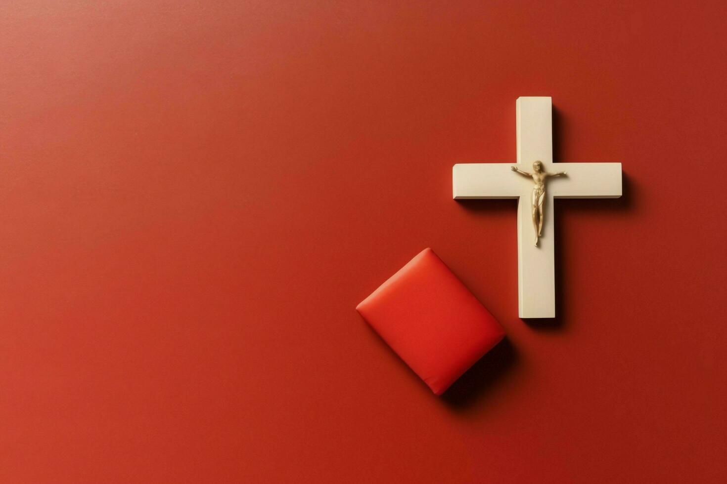 Happy good friday celebration concept with crown of thorns, bible, christian cross and copy space concept by AI Generated photo