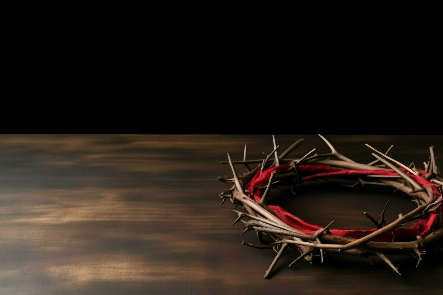 Happy good friday celebration concept with crown of thorns, bible, christian cross and copy space concept by AI Generated photo