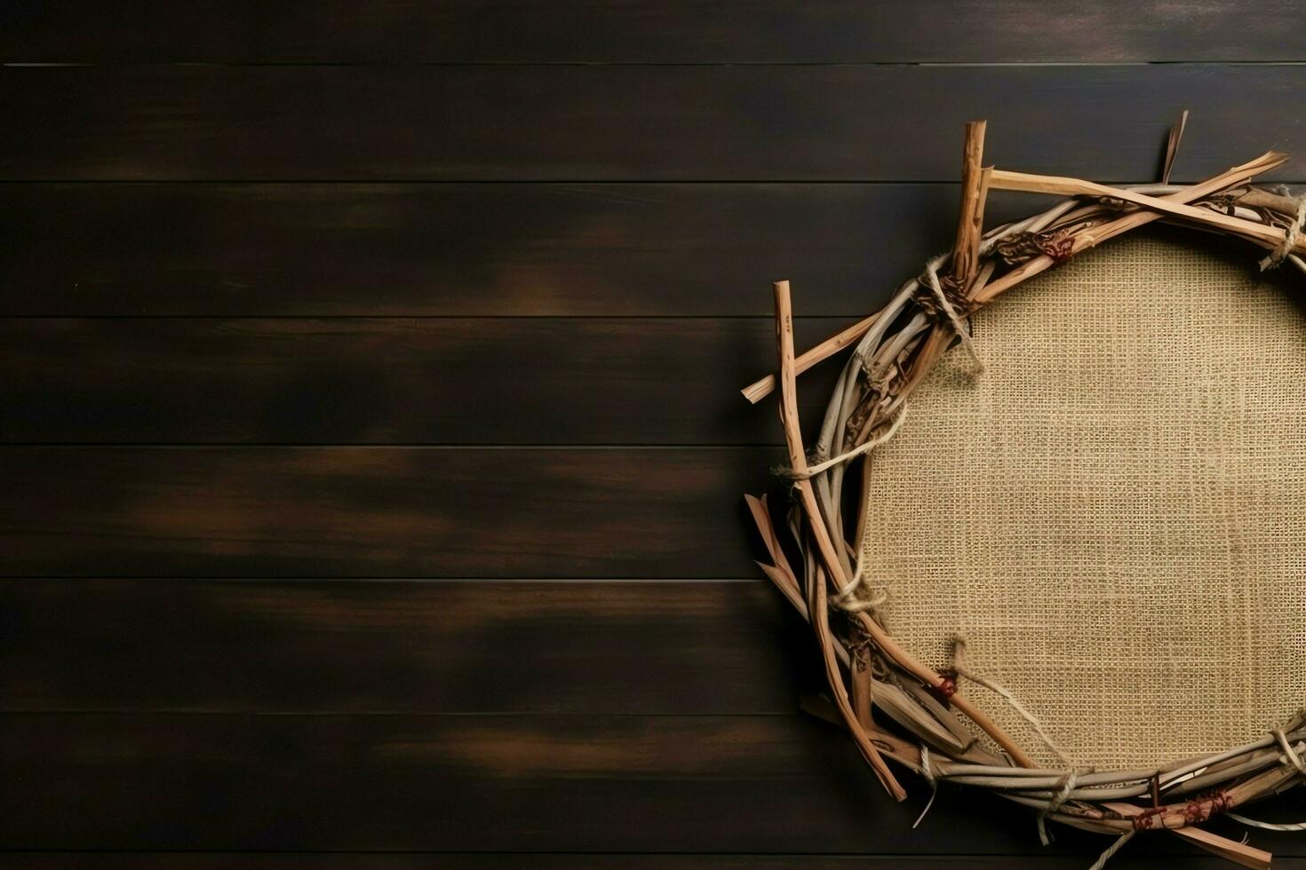 Happy good friday celebration concept with crown of thorns, bible, christian cross and copy space concept by AI Generated photo
