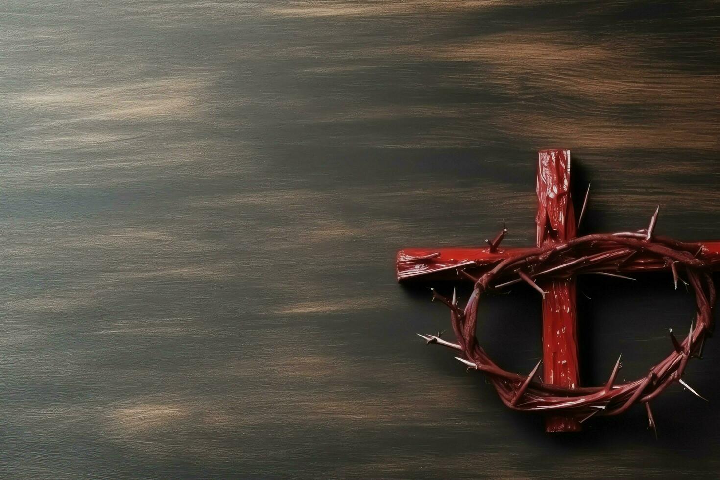 Happy good friday celebration concept with crown of thorns, bible, christian cross and copy space concept by AI Generated photo