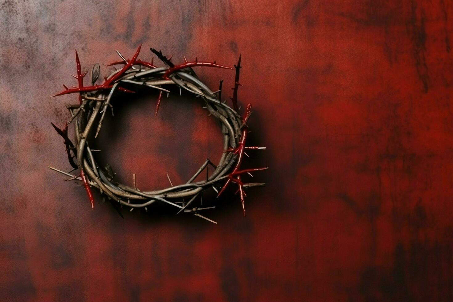 Happy good friday celebration concept with crown of thorns, bible, christian cross and copy space concept by AI Generated photo