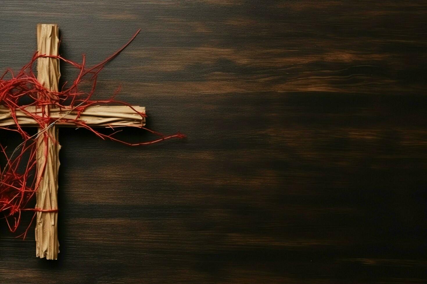 Happy good friday celebration concept with crown of thorns, bible, christian cross and copy space concept by AI Generated photo