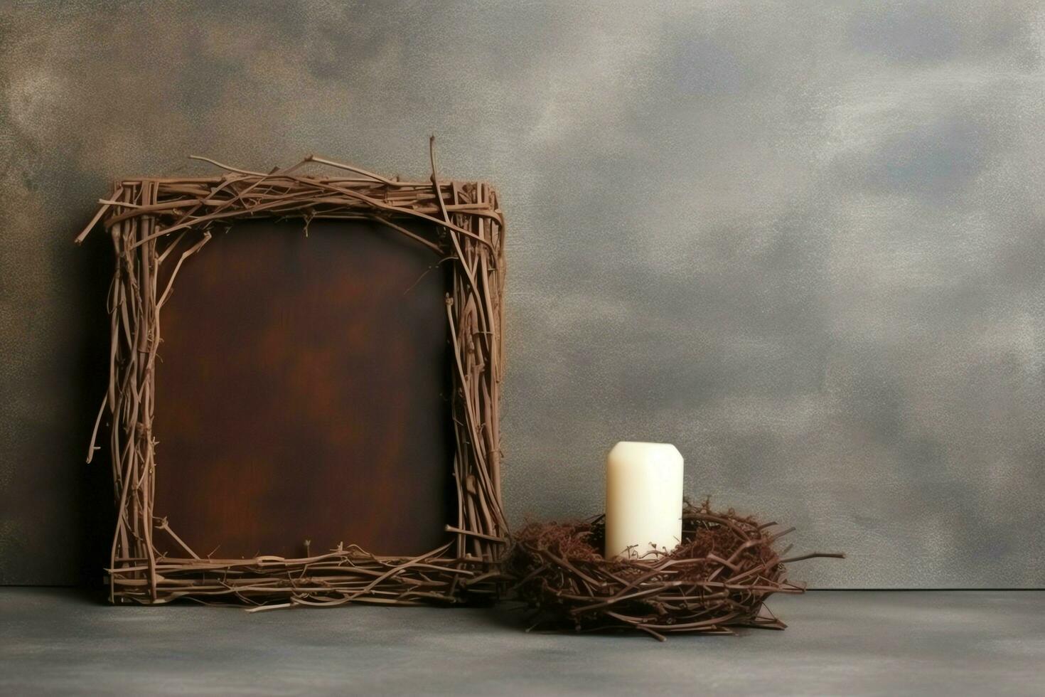 Happy good friday celebration concept with crown of thorns, bible, christian cross and copy space concept by AI Generated photo