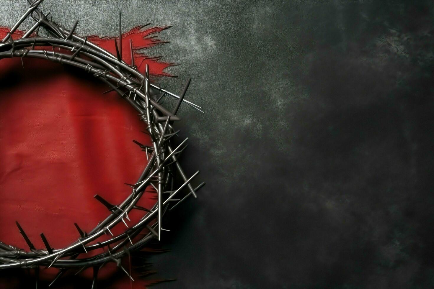 Happy good friday celebration concept with crown of thorns, bible, christian cross and copy space concept by AI Generated photo