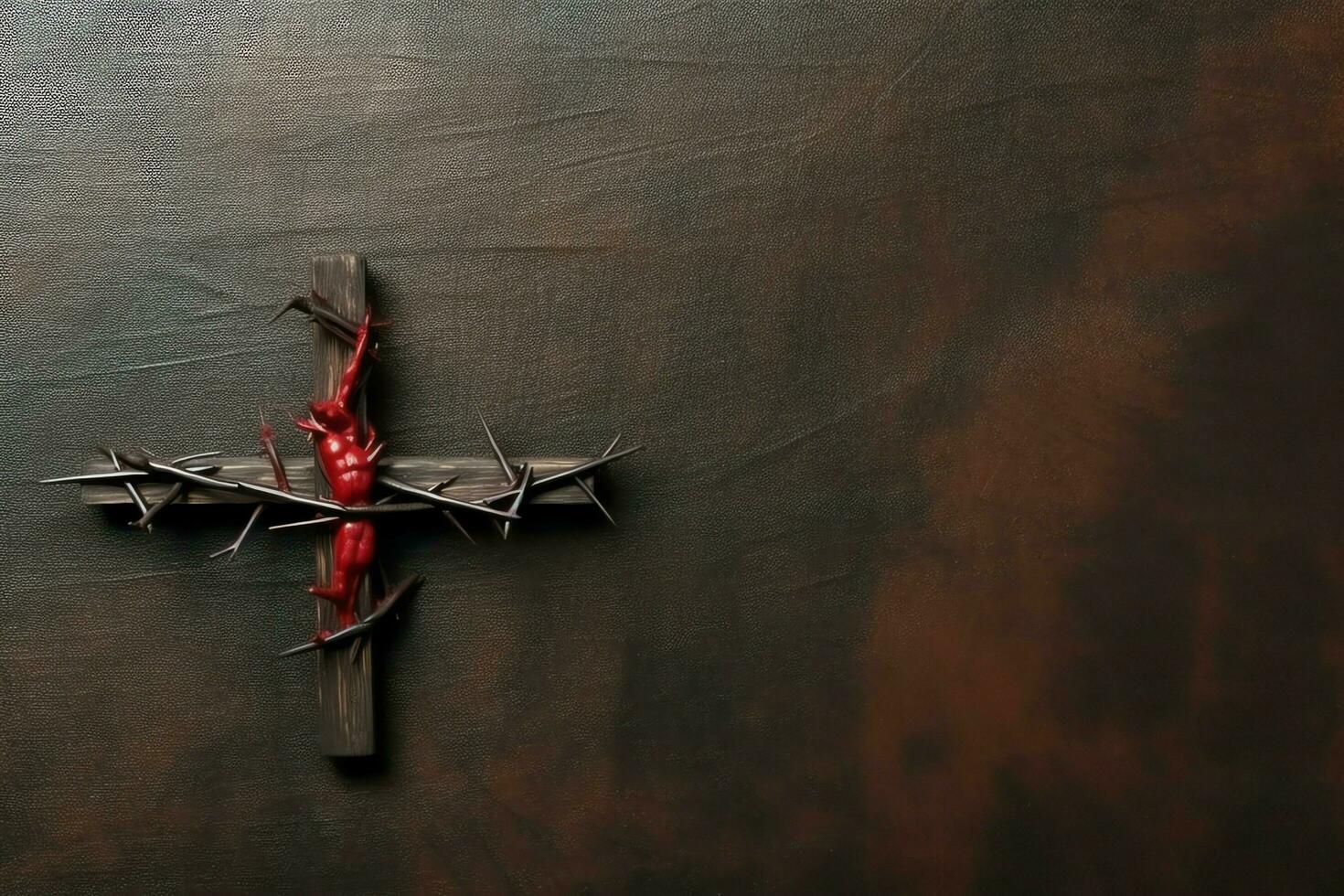 Happy good friday celebration concept with crown of thorns, bible, christian cross and copy space concept by AI Generated photo