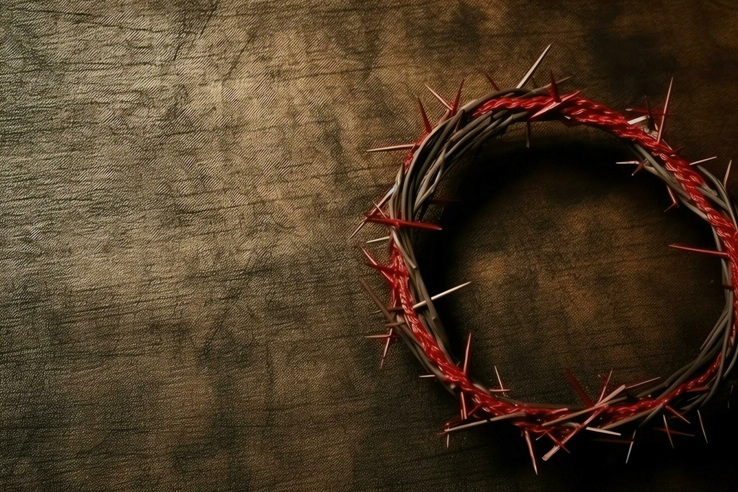 Happy good friday celebration concept with crown of thorns, bible, christian cross and copy space concept by AI Generated photo