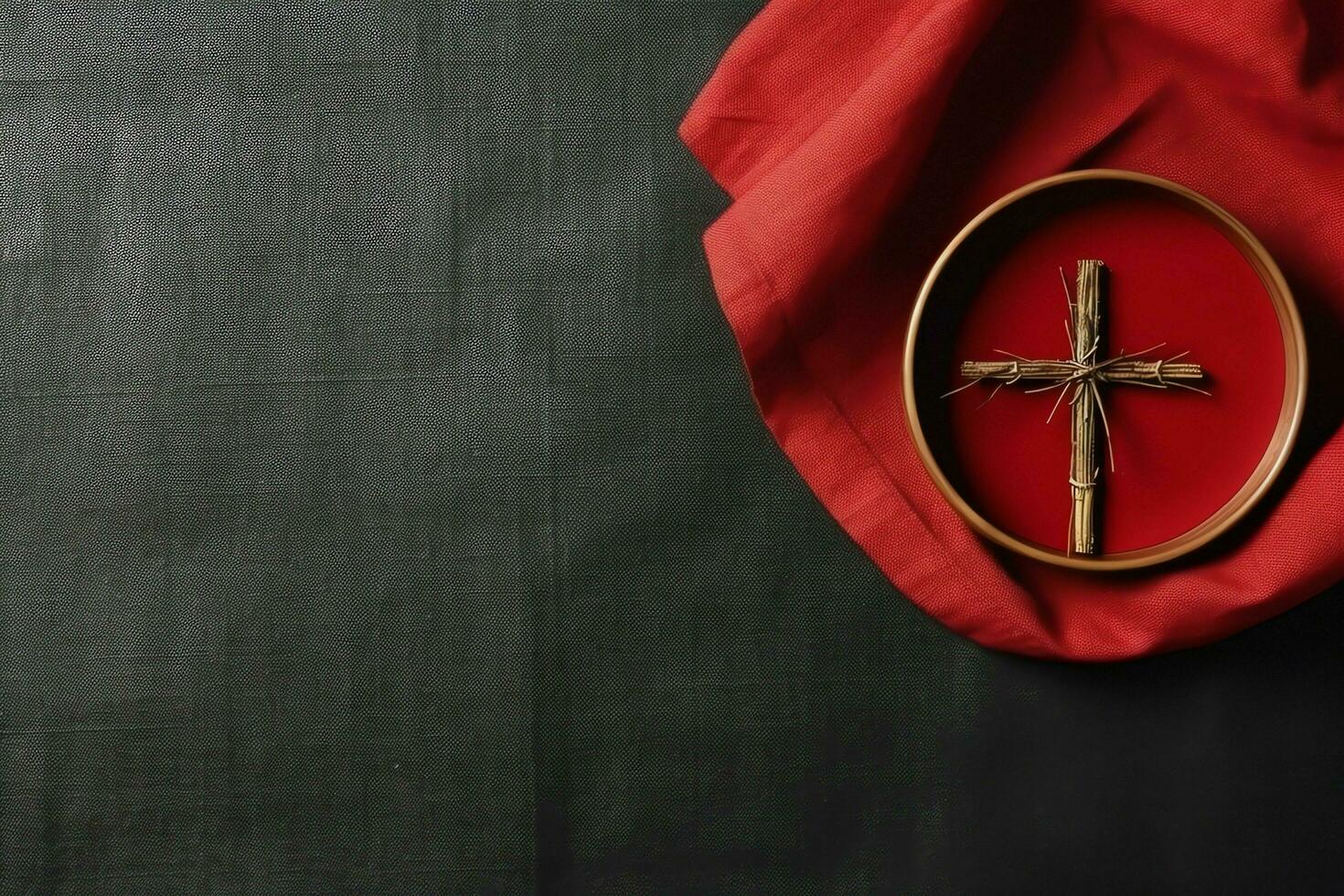Happy good friday celebration concept with crown of thorns, bible, christian cross and copy space concept by AI Generated photo