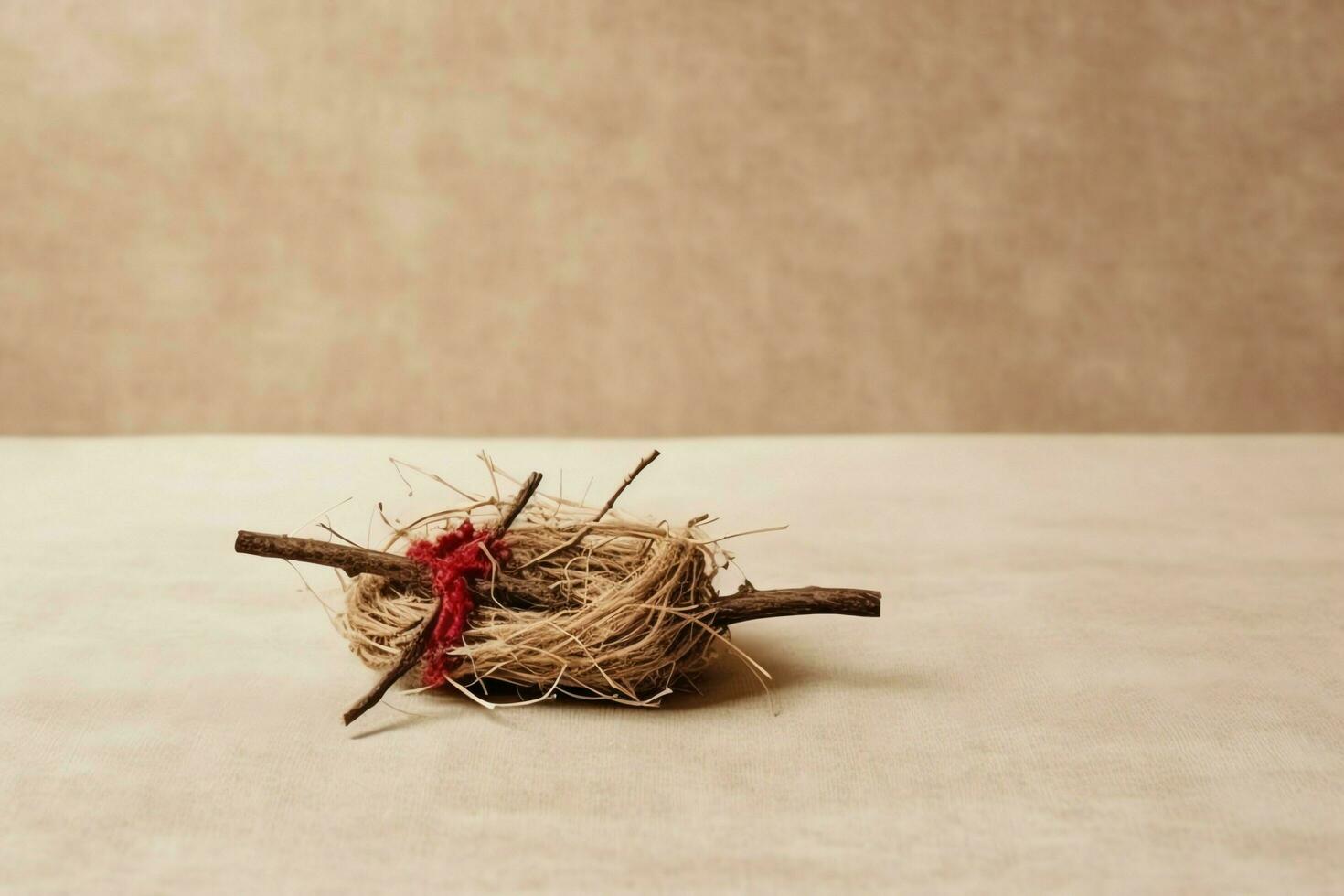 Happy good friday celebration concept with crown of thorns, bible, christian cross and copy space concept by AI Generated photo