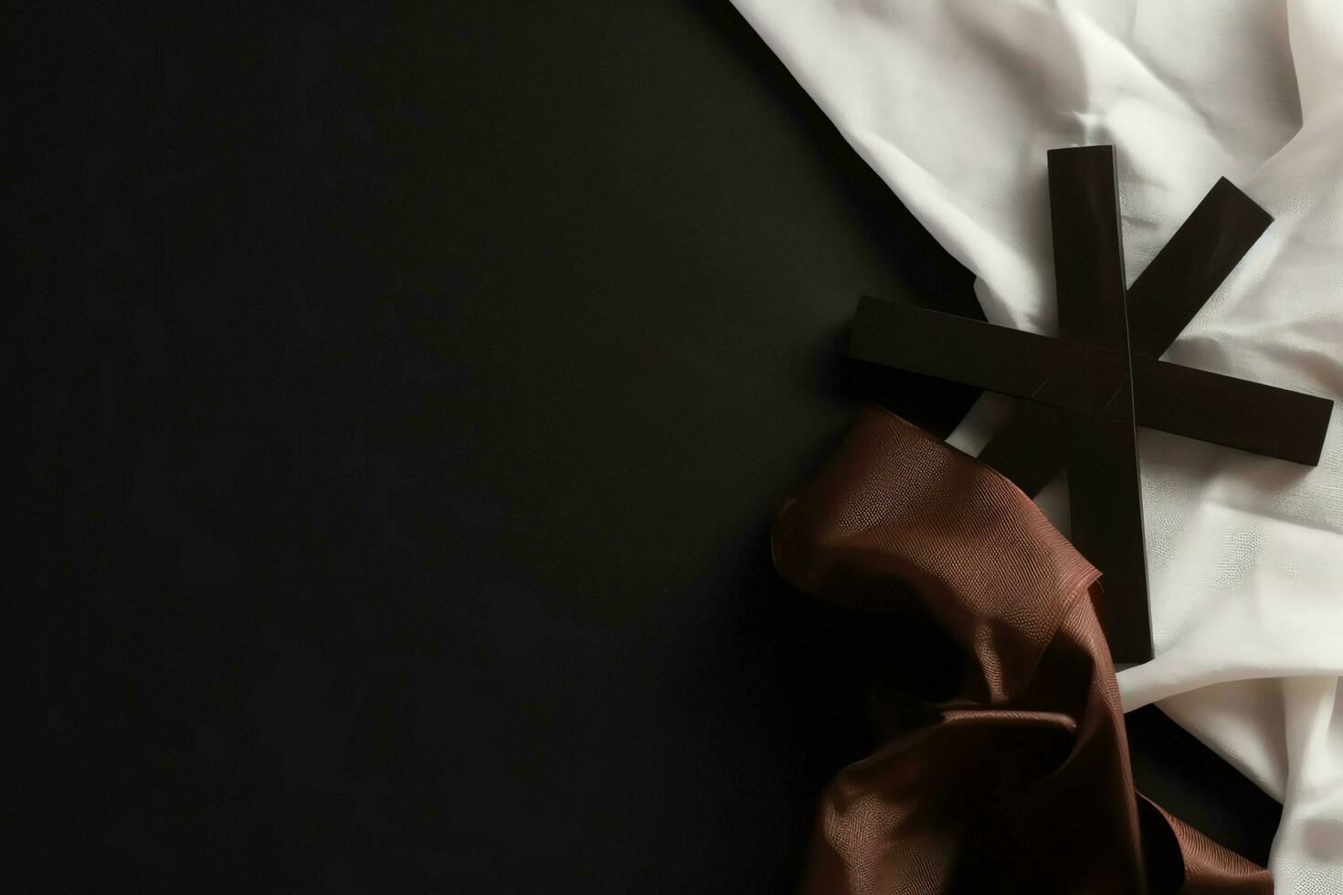 Happy good friday celebration concept with crown of thorns, bible, christian cross and copy space concept by AI Generated photo
