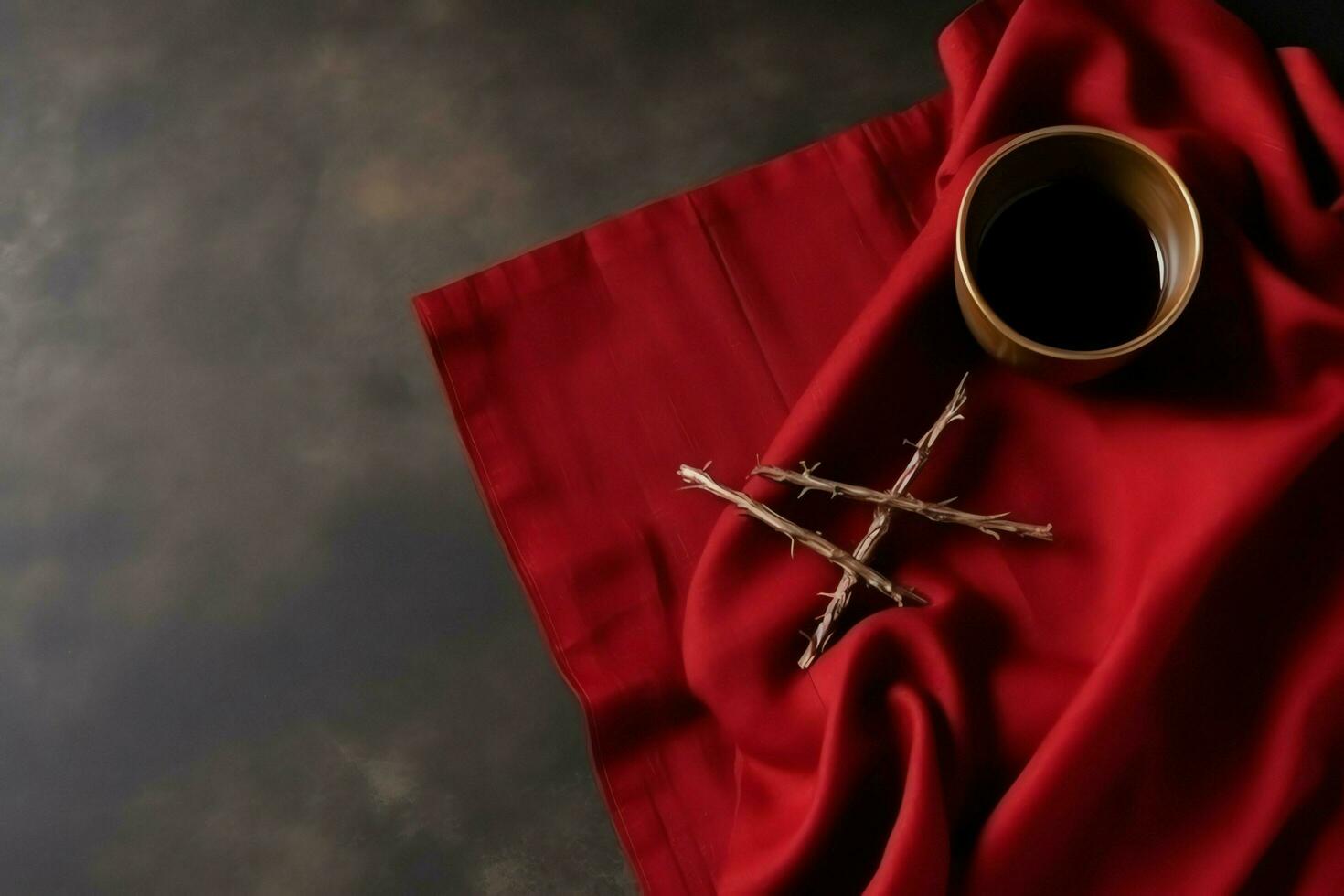 Happy good friday celebration concept with crown of thorns, bible, christian cross and copy space concept by AI Generated photo
