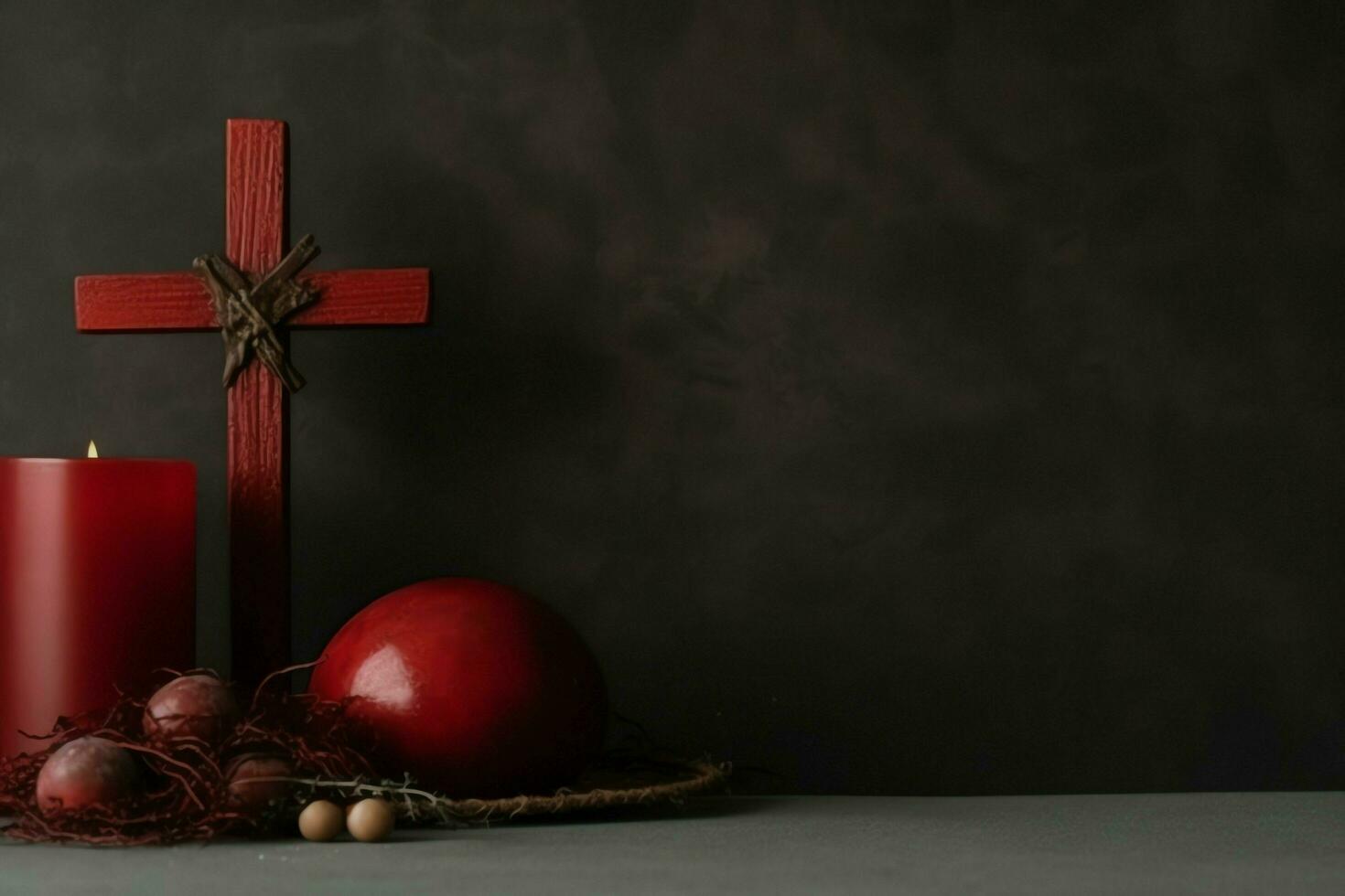 Happy good friday celebration concept with crown of thorns, bible, christian cross and copy space concept by AI Generated photo