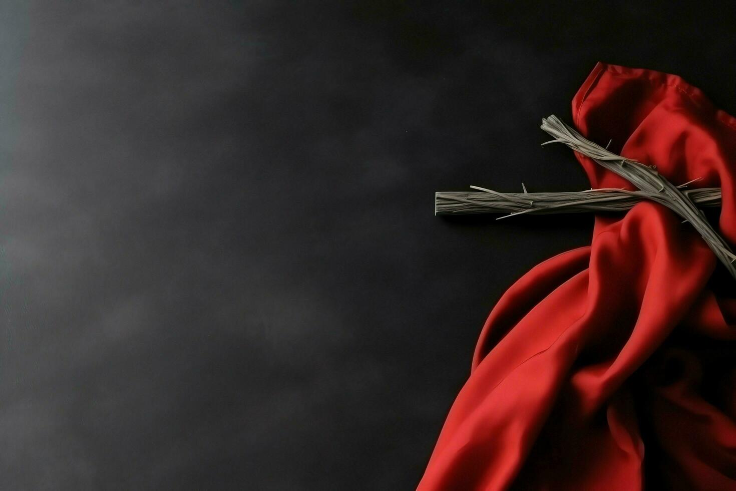 Happy good friday celebration concept with crown of thorns, bible, christian cross and copy space concept by AI Generated photo