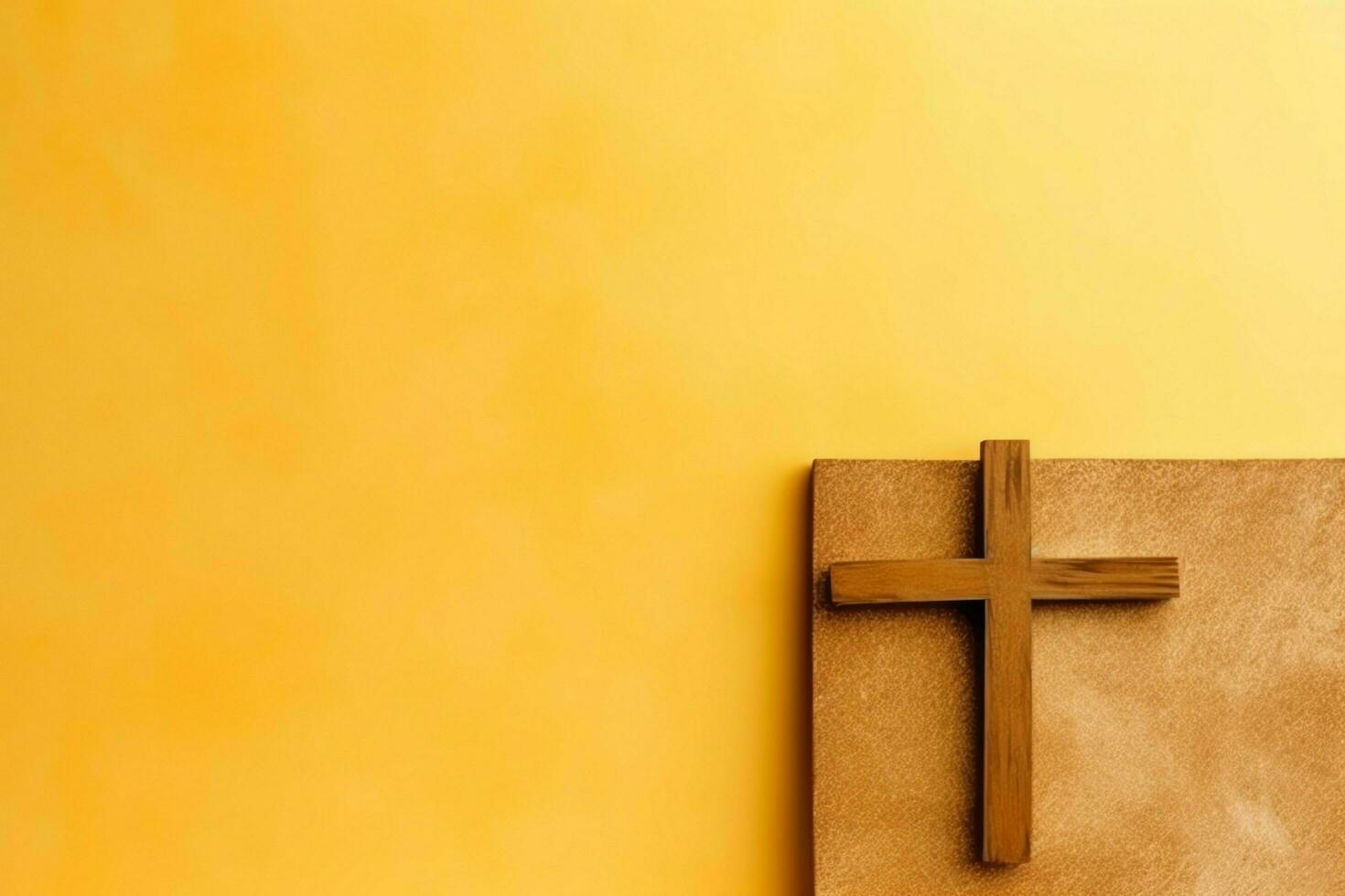 Happy good friday celebration concept with crown of thorns, bible, christian cross and copy space concept by AI Generated photo