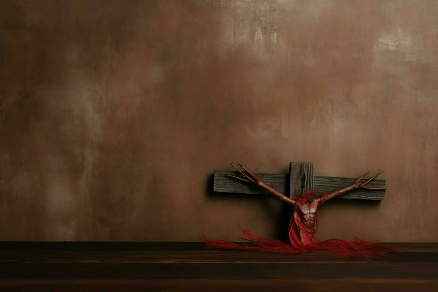 Happy good friday celebration concept with crown of thorns, bible, christian cross and copy space concept by AI Generated photo