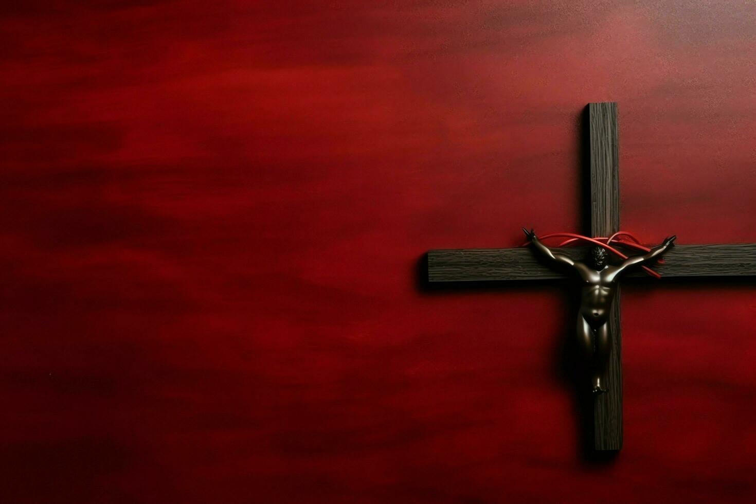 Happy good friday celebration concept with crown of thorns, bible, christian cross and copy space concept by AI Generated photo