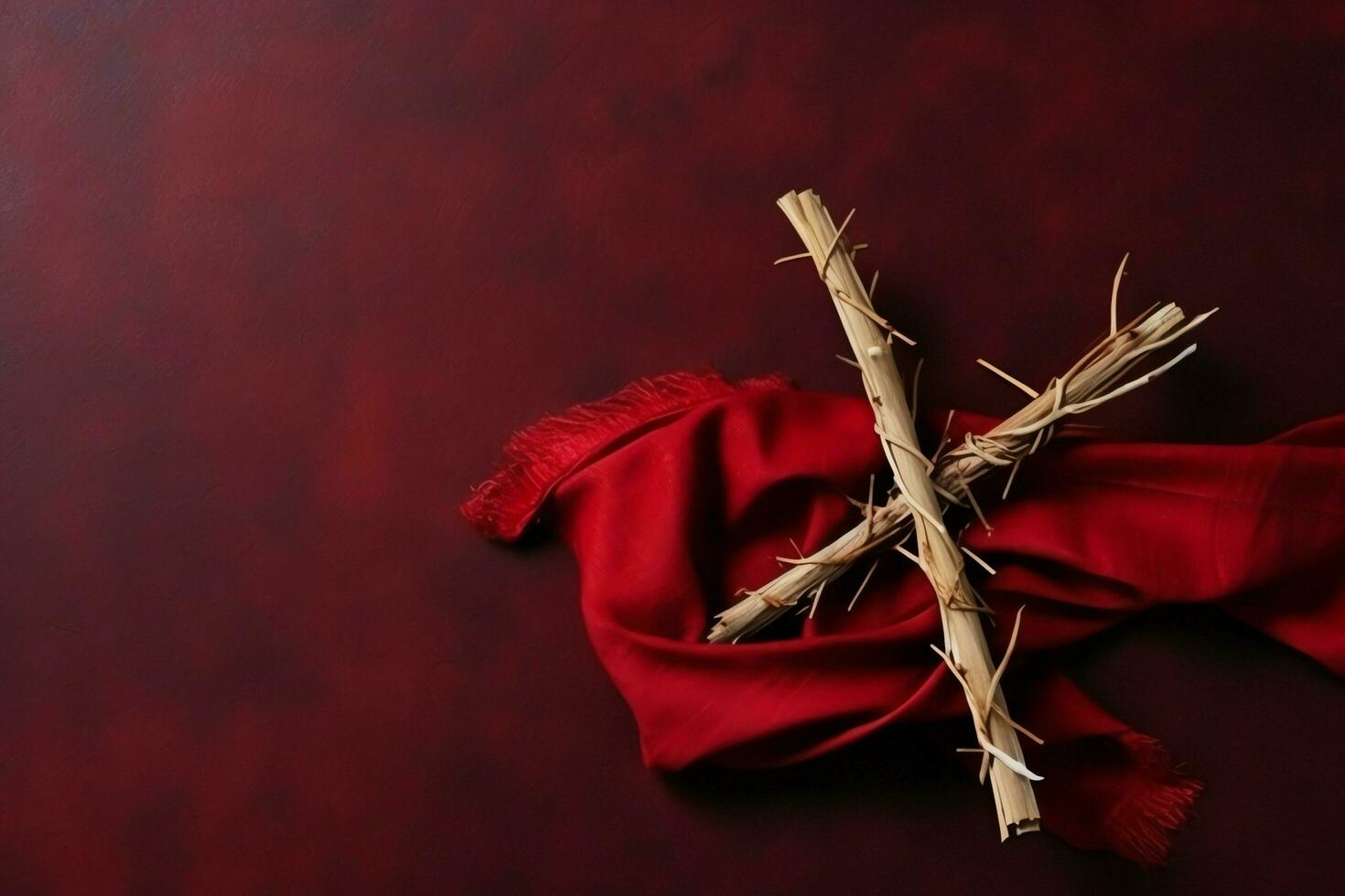 Happy good friday celebration concept with crown of thorns, bible, christian cross and copy space concept by AI Generated photo