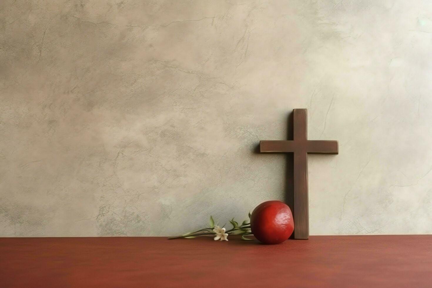 Happy good friday celebration concept with crown of thorns, bible, christian cross and copy space concept by AI Generated photo