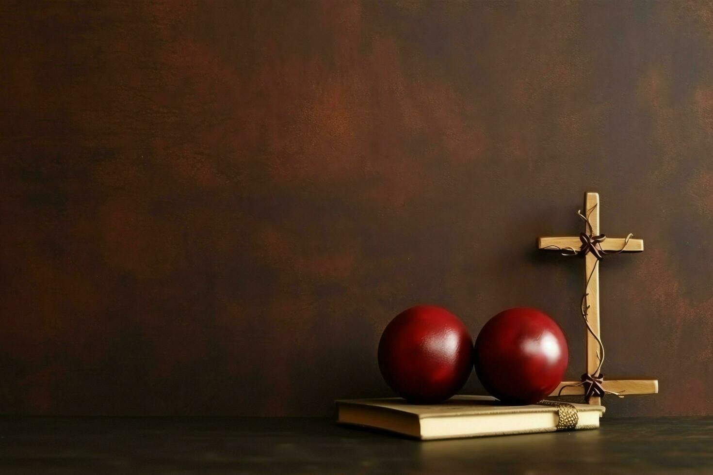 Happy good friday celebration concept with crown of thorns, bible, christian cross and copy space concept by AI Generated photo