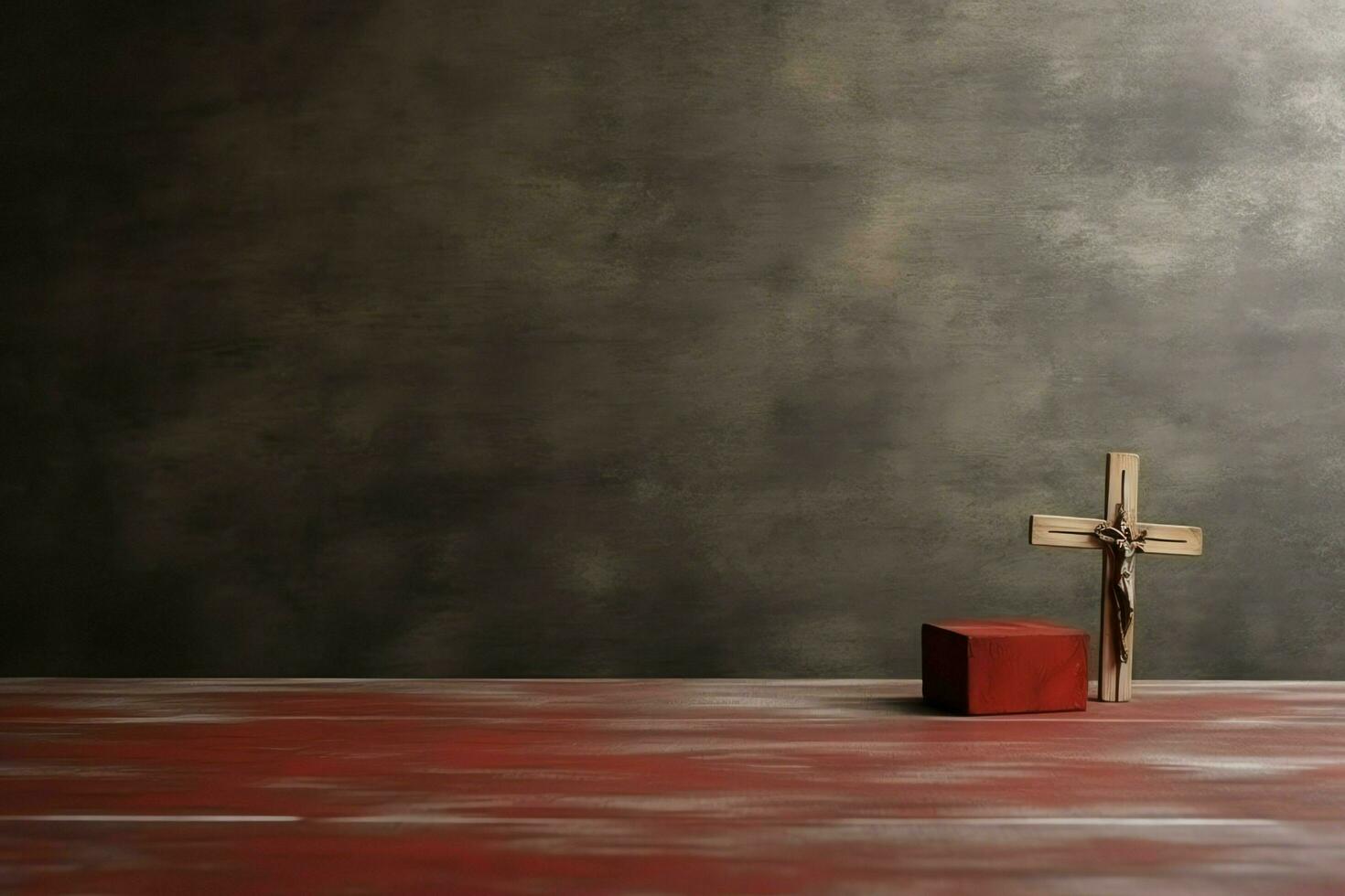 Happy good friday celebration concept with crown of thorns, bible, christian cross and copy space concept by AI Generated photo