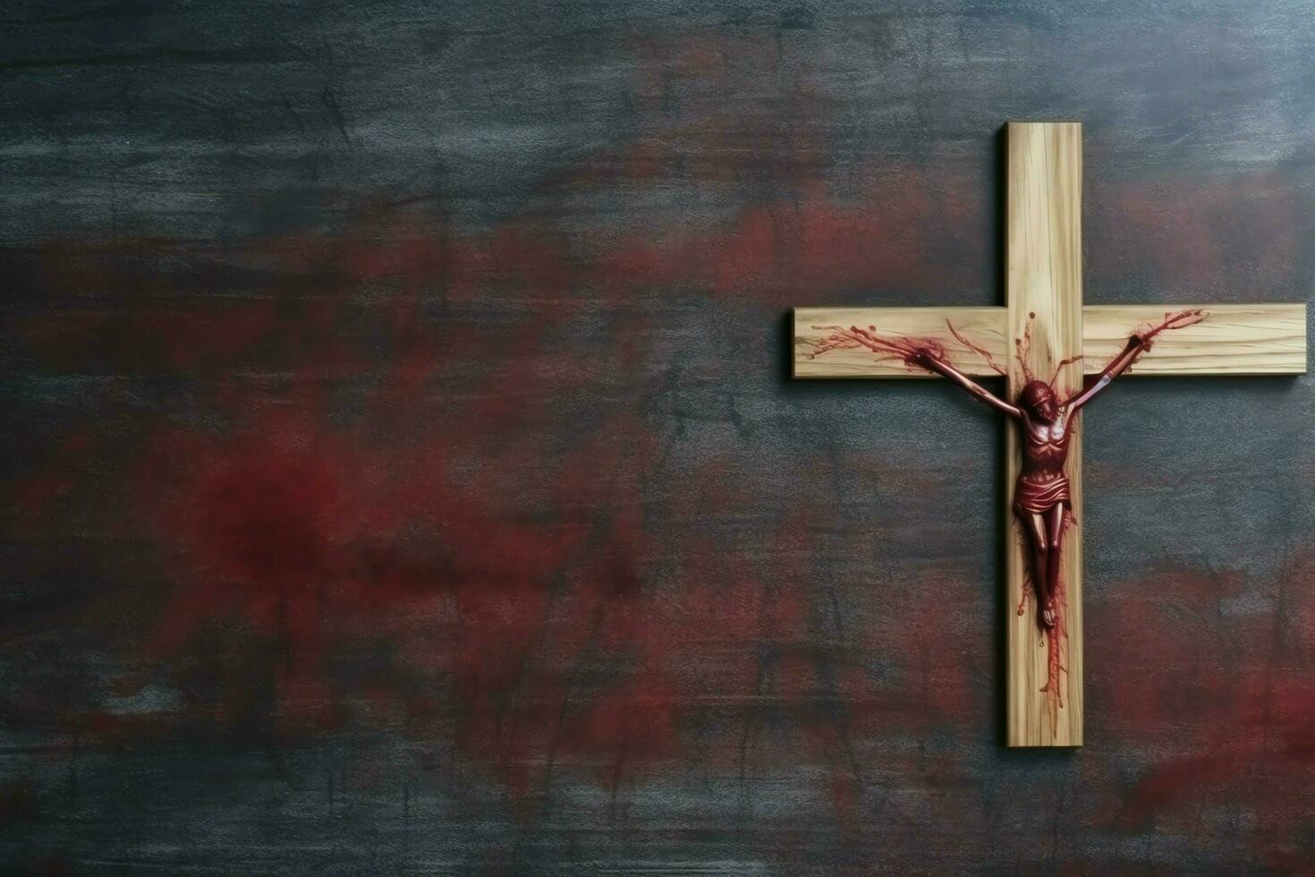 Happy good friday celebration concept with crown of thorns, bible, christian cross and copy space concept by AI Generated photo