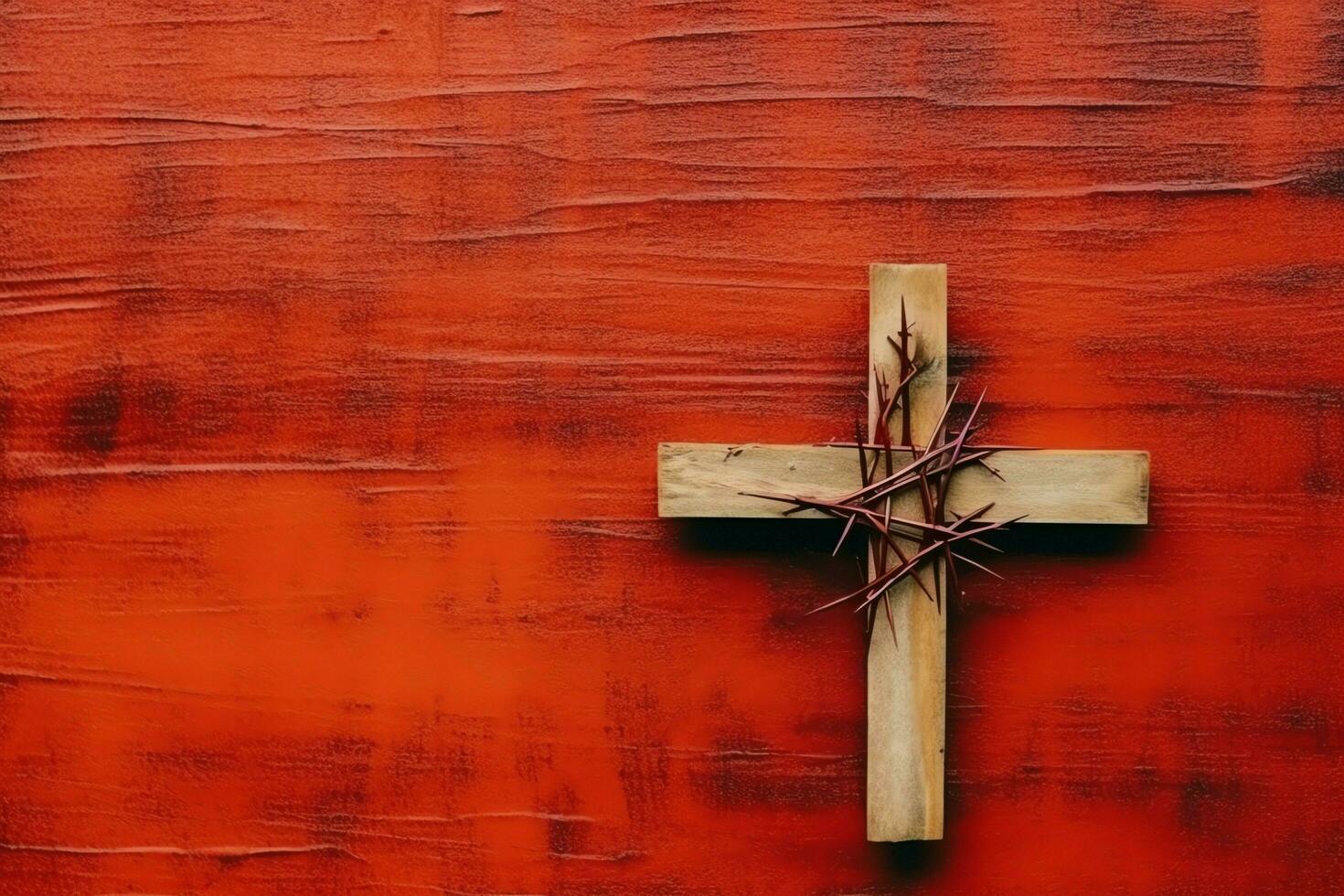 Happy good friday celebration concept with crown of thorns, bible, christian cross and copy space concept by AI Generated photo
