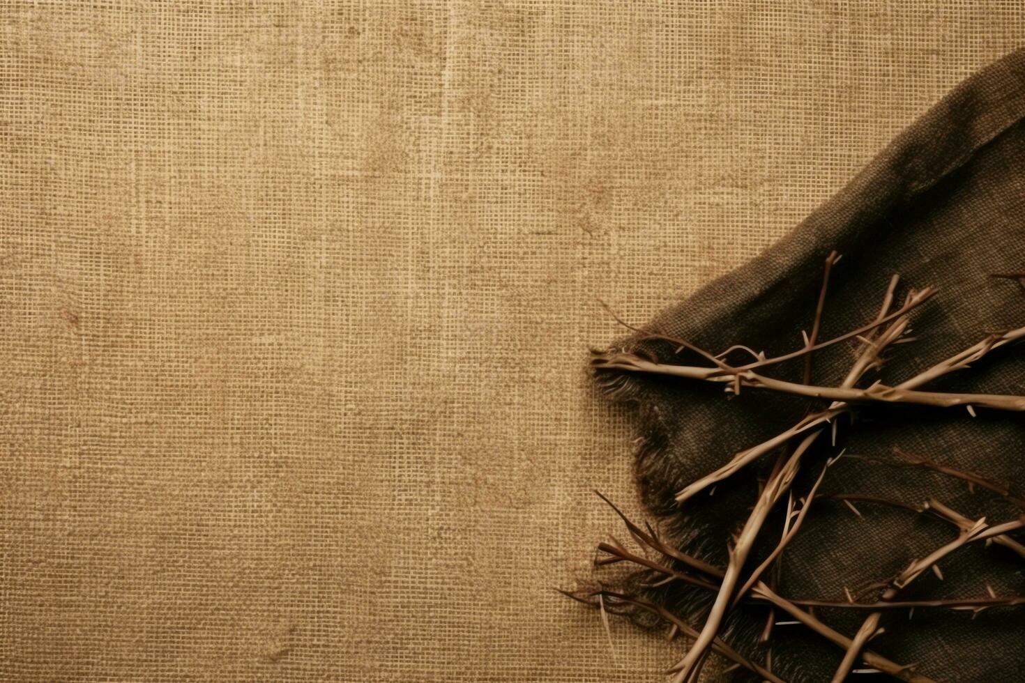 Happy good friday celebration concept with crown of thorns, bible, christian cross and copy space concept by AI Generated photo