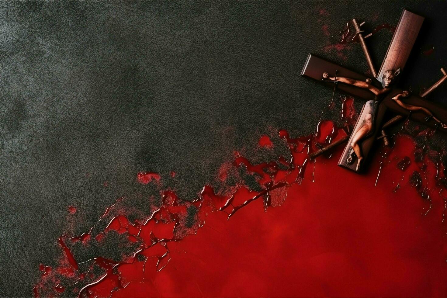 Happy good friday celebration concept with crown of thorns, bible, christian cross and copy space concept by AI Generated photo