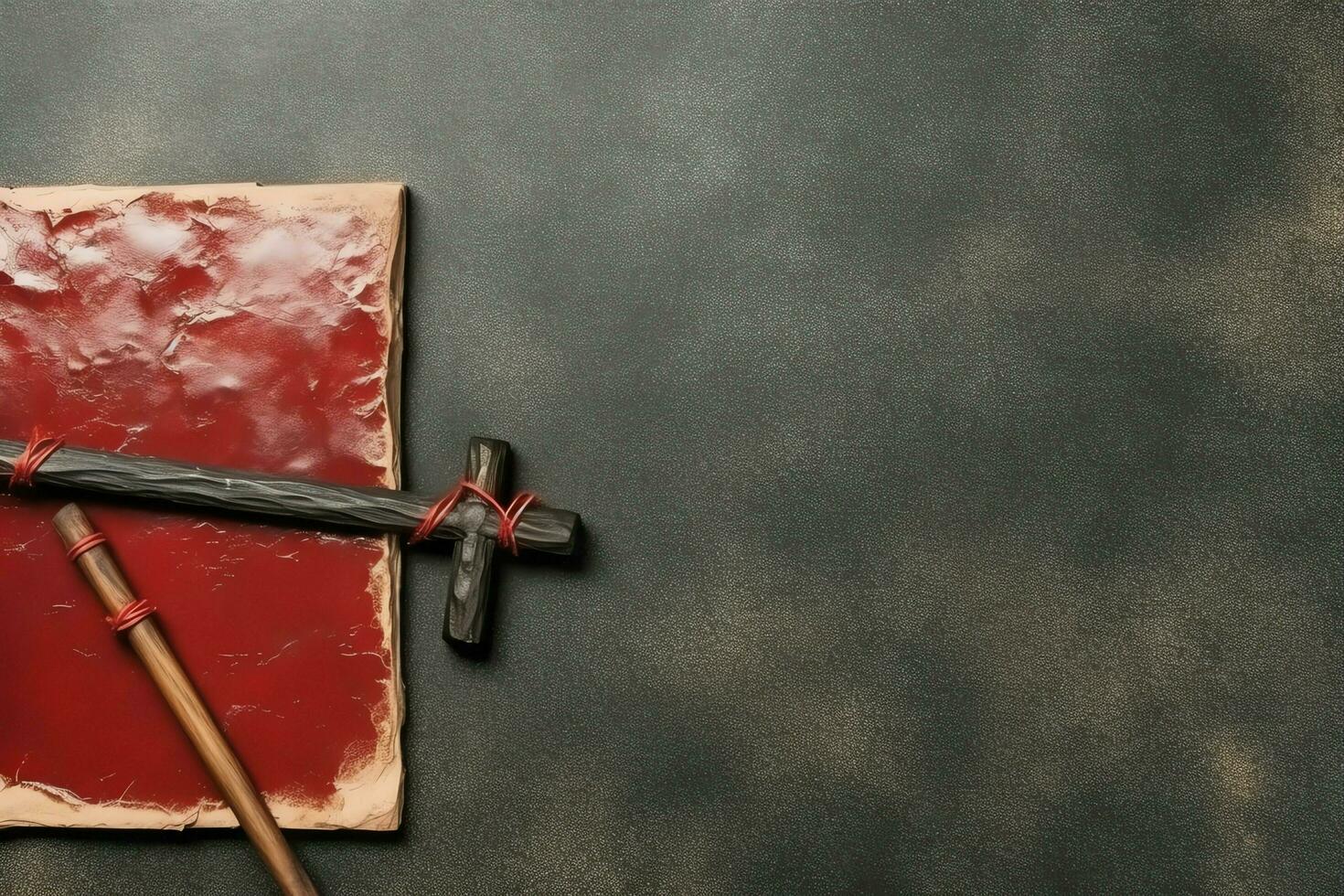 Happy good friday celebration concept with crown of thorns, bible, christian cross and copy space concept by AI Generated photo