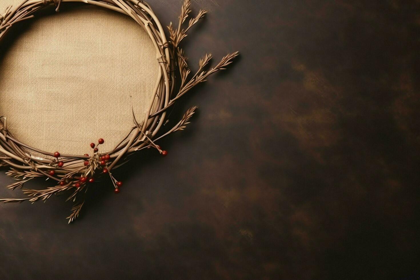 Happy good friday celebration concept with crown of thorns, bible, christian cross and copy space concept by AI Generated photo