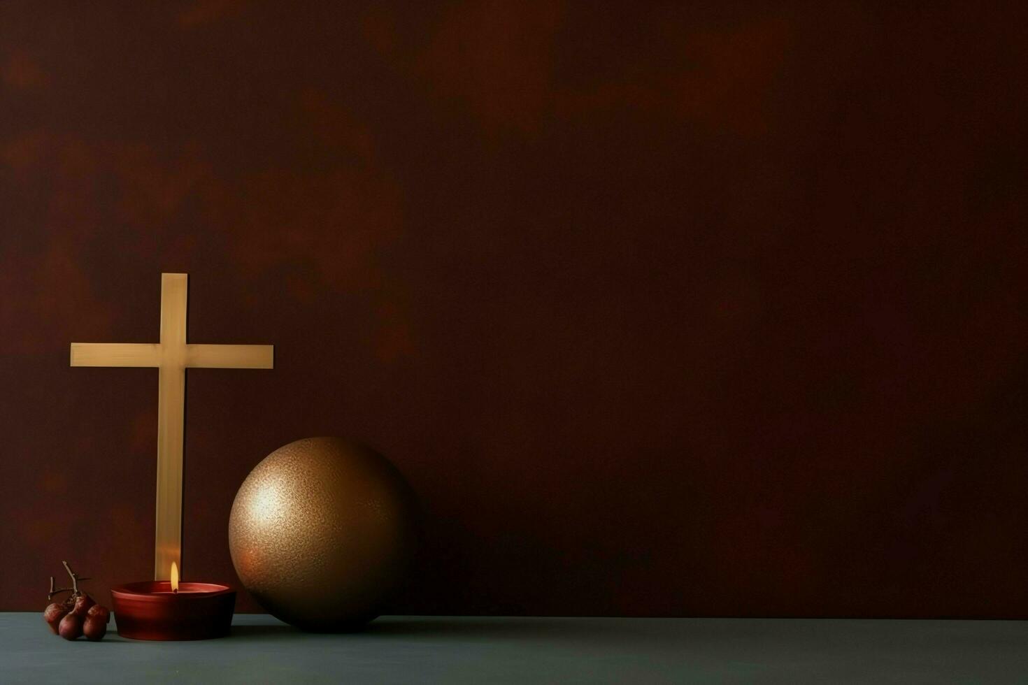 Happy good friday celebration concept with crown of thorns, bible, christian cross and copy space concept by AI Generated photo