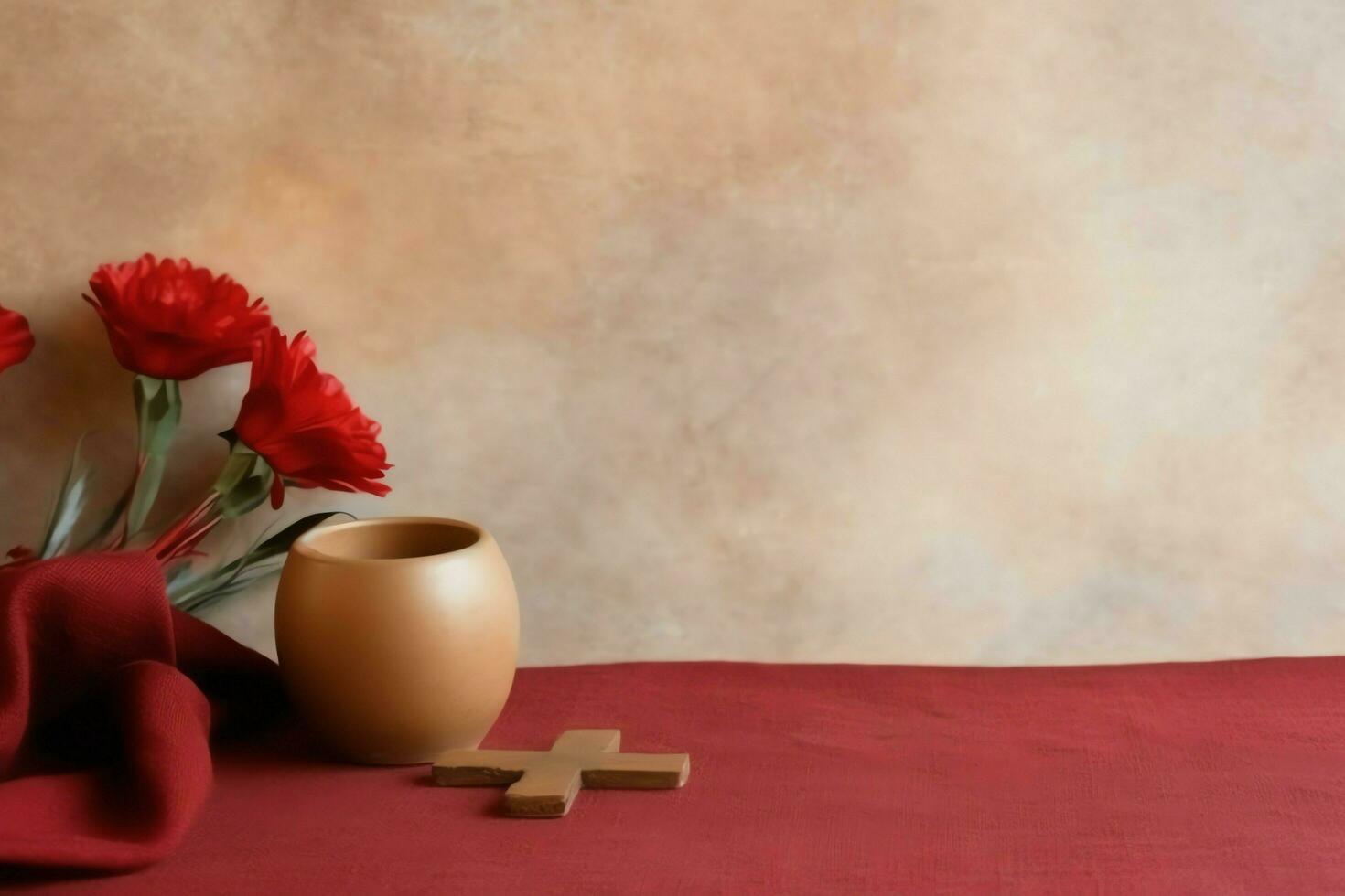 Happy good friday celebration concept with crown of thorns, bible, christian cross and copy space concept by AI Generated photo