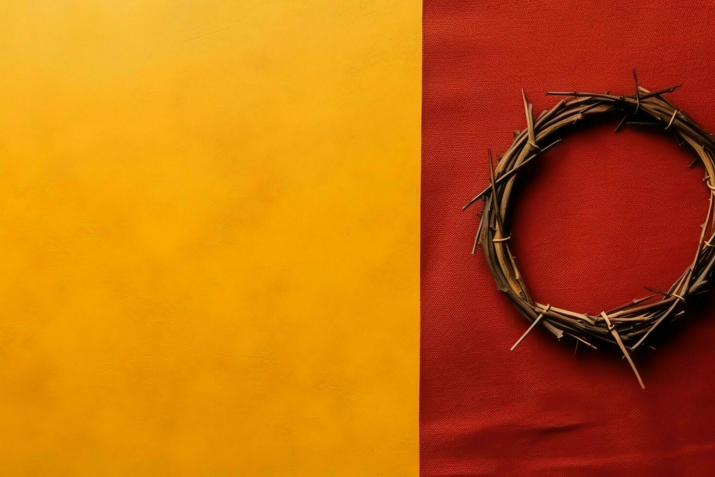 Happy good friday celebration concept with crown of thorns, bible, christian cross and copy space concept by AI Generated photo