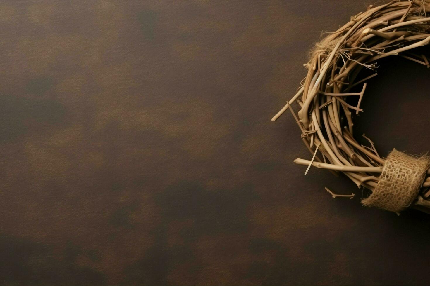 Happy good friday celebration concept with crown of thorns, bible, christian cross and copy space concept by AI Generated photo