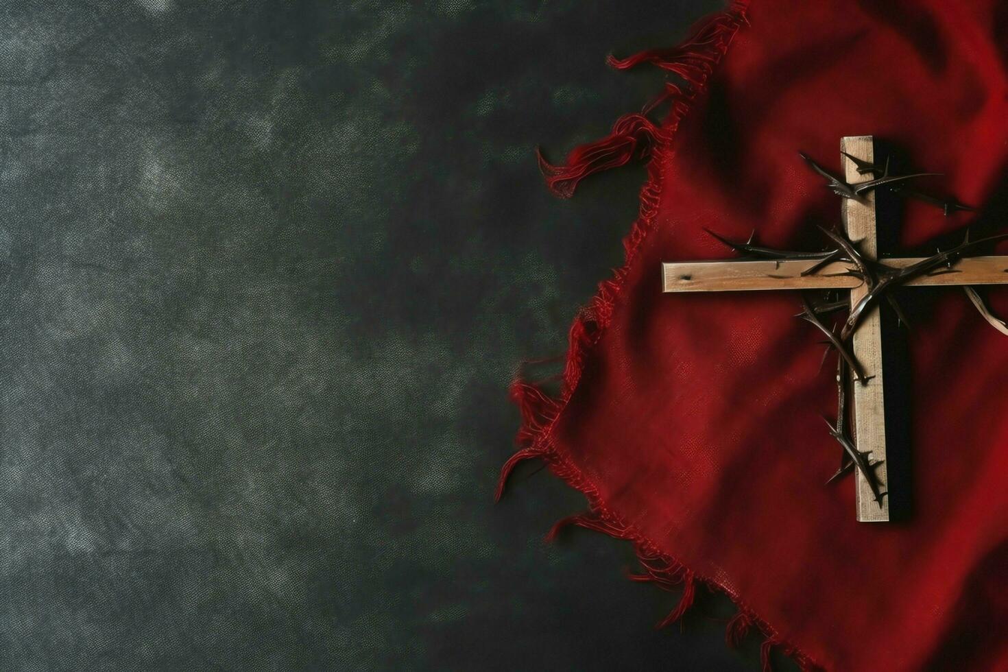 Happy good friday celebration concept with crown of thorns, bible, christian cross and copy space concept by AI Generated photo