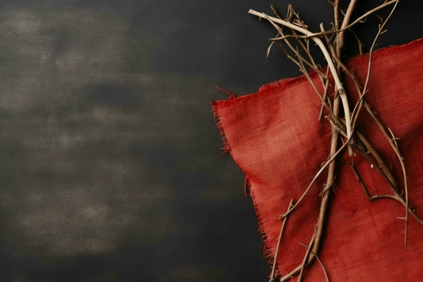 Happy good friday celebration concept with crown of thorns, bible, christian cross and copy space concept by AI Generated photo