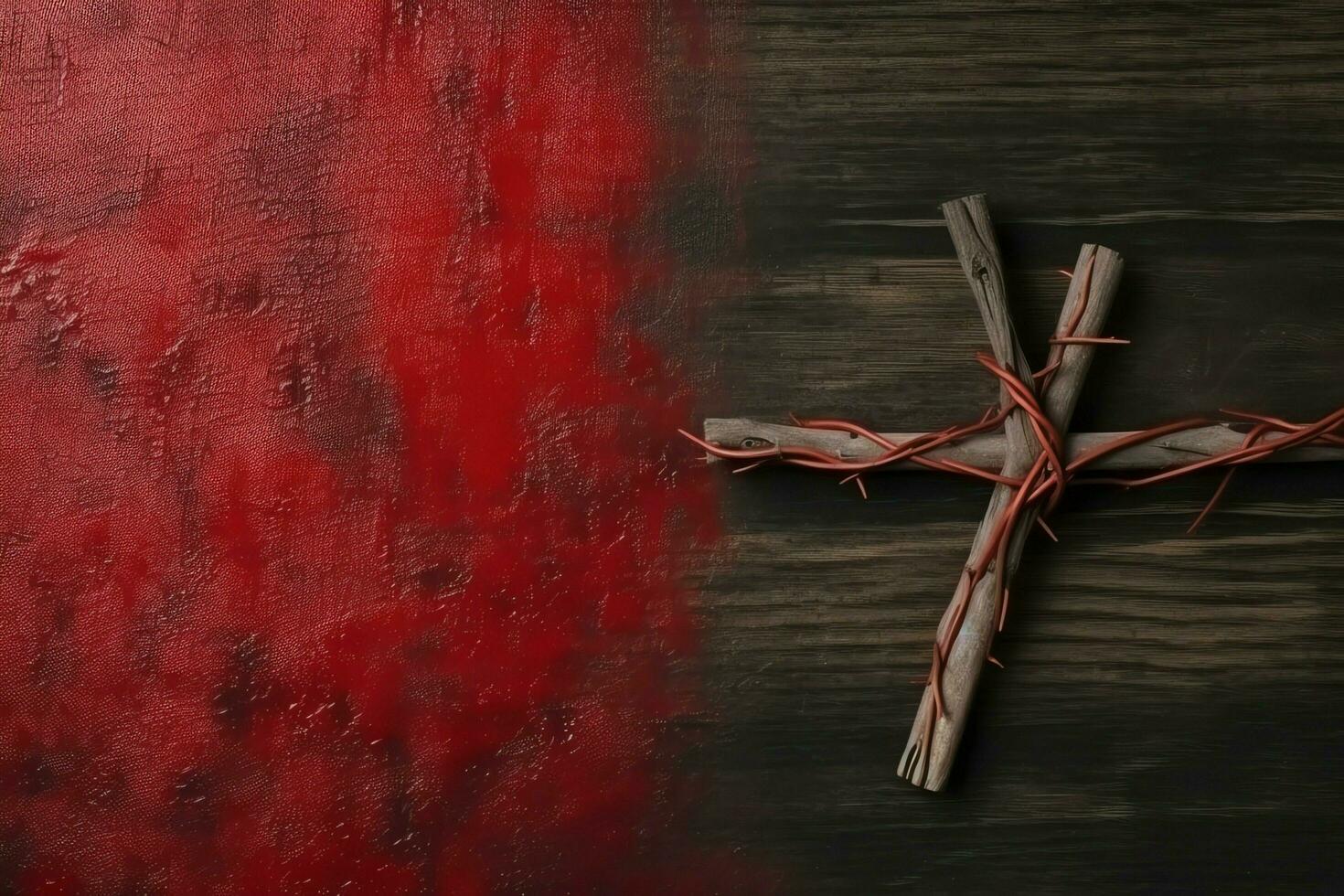Happy good friday celebration concept with crown of thorns, bible, christian cross and copy space concept by AI Generated photo