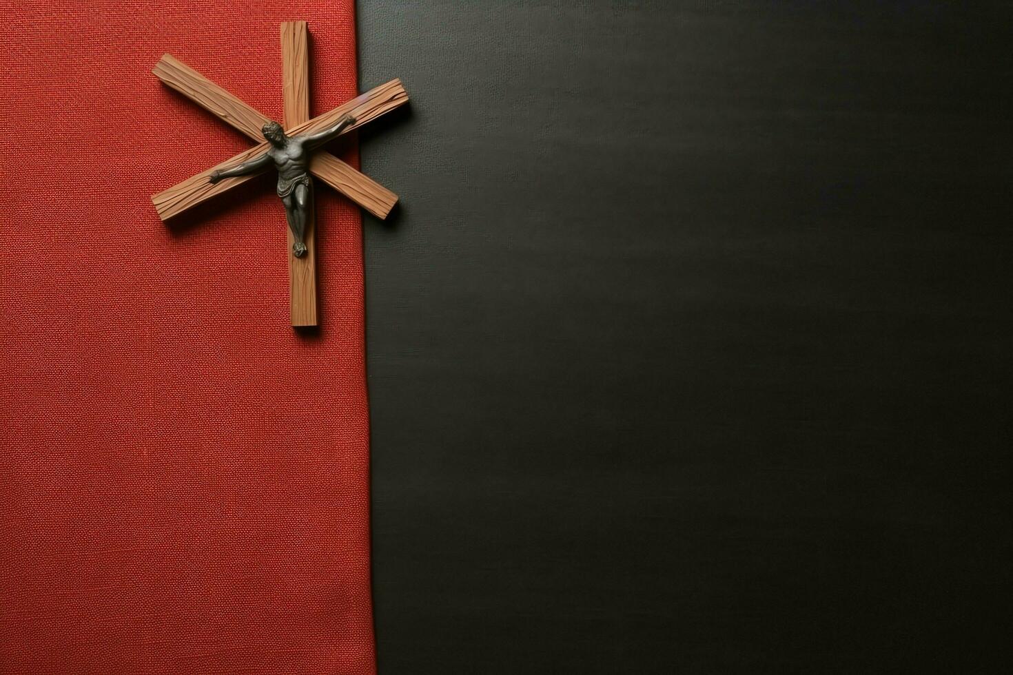 Happy good friday celebration concept with crown of thorns, bible, christian cross and copy space concept by AI Generated photo